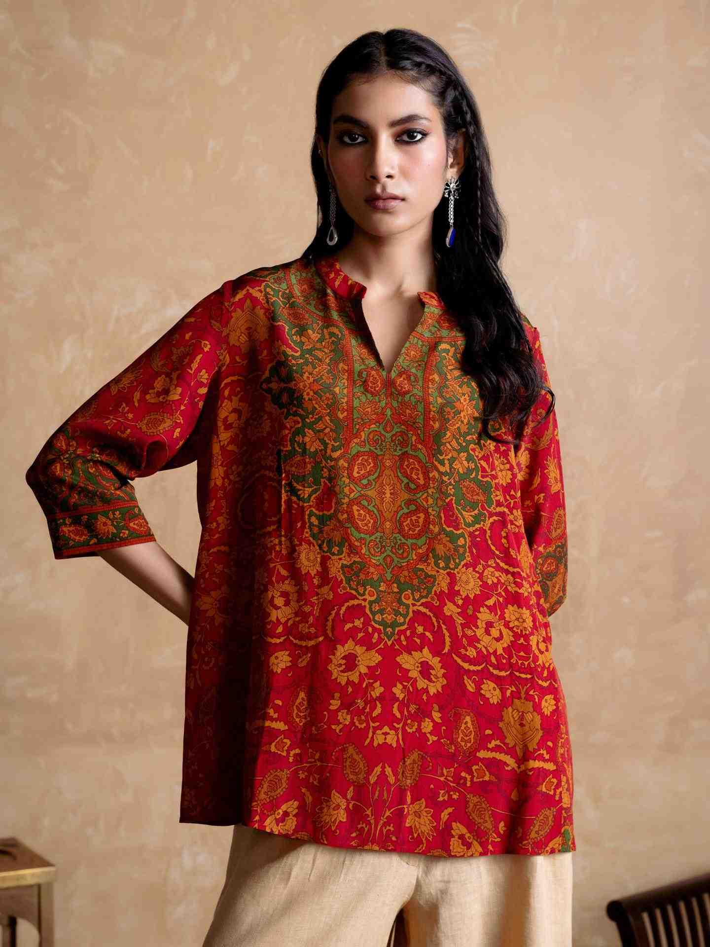 Red Sonmarg Kurti