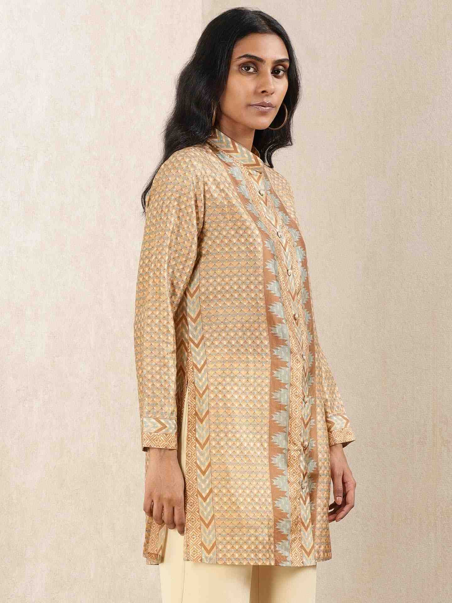 Beige & Khaki Zeeni Kurti