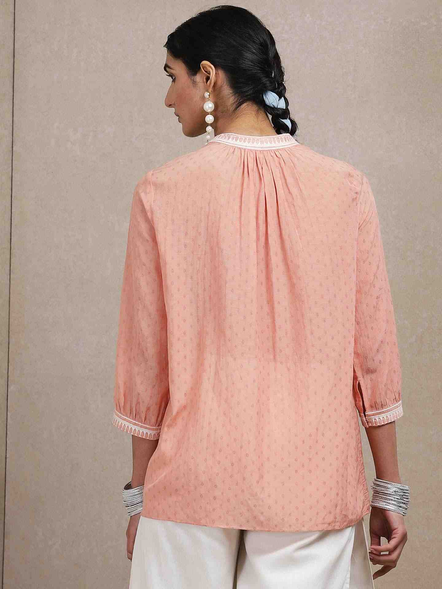 Peach Tribal Lines Kurti