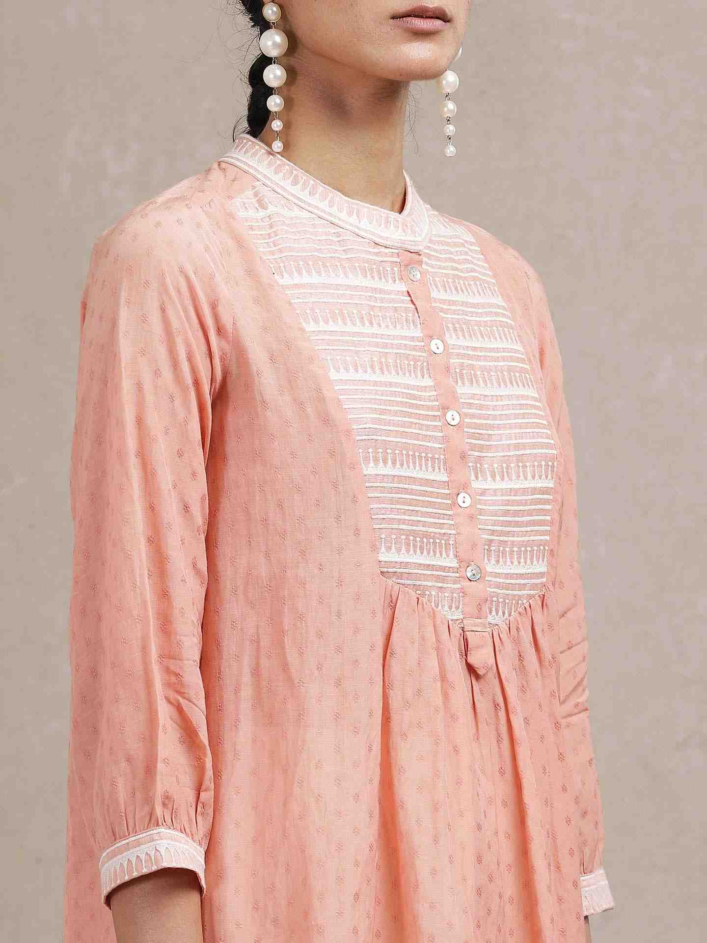 Peach Tribal Lines Kurti
