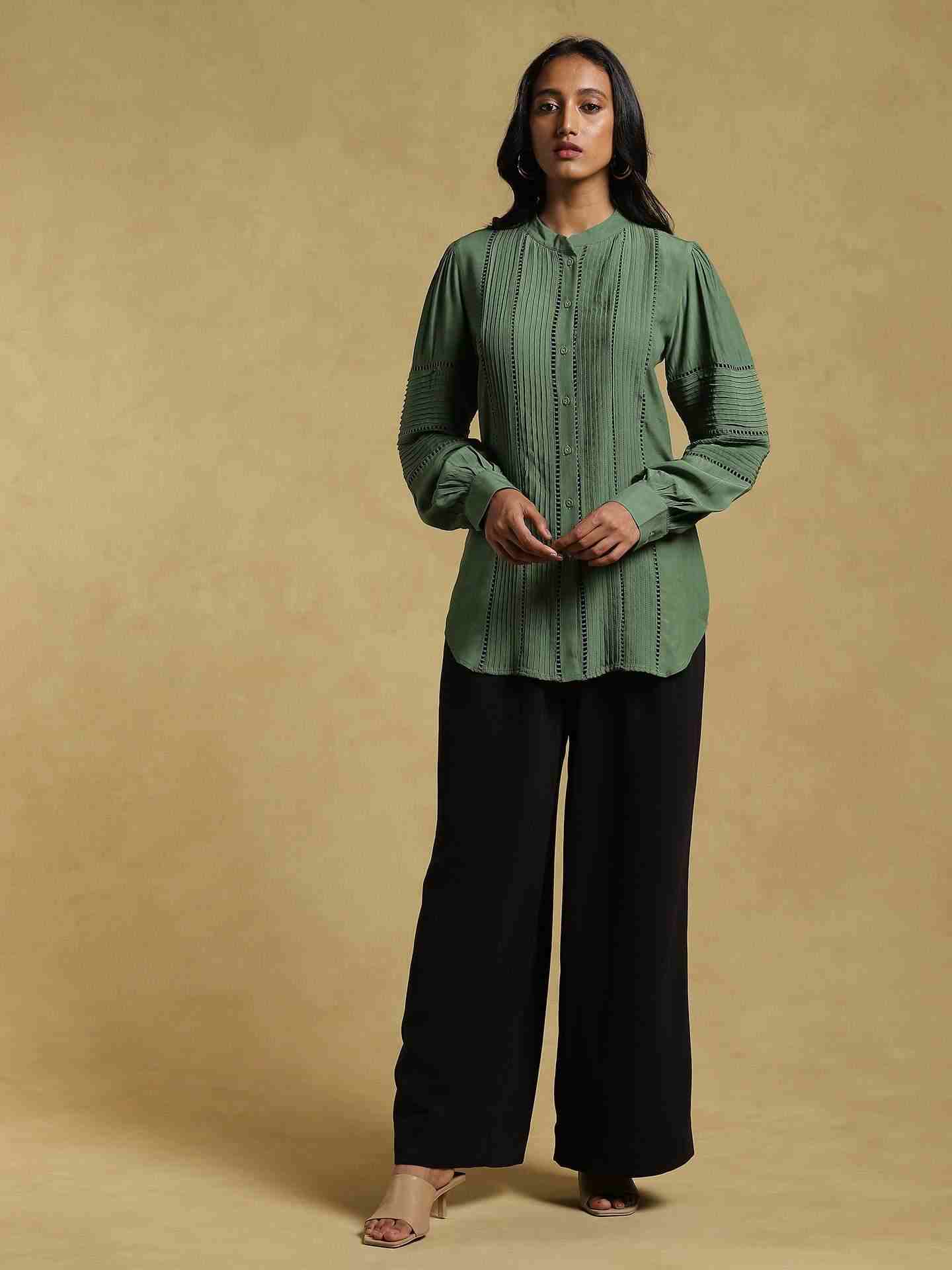 Green Ethereal Crepe Kurti