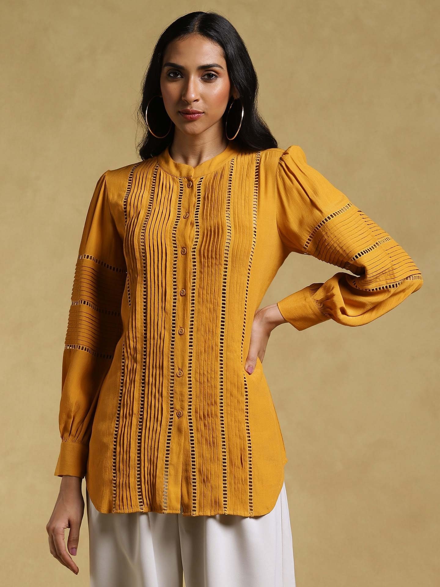 Yellow Ethereal Crepe Kurti