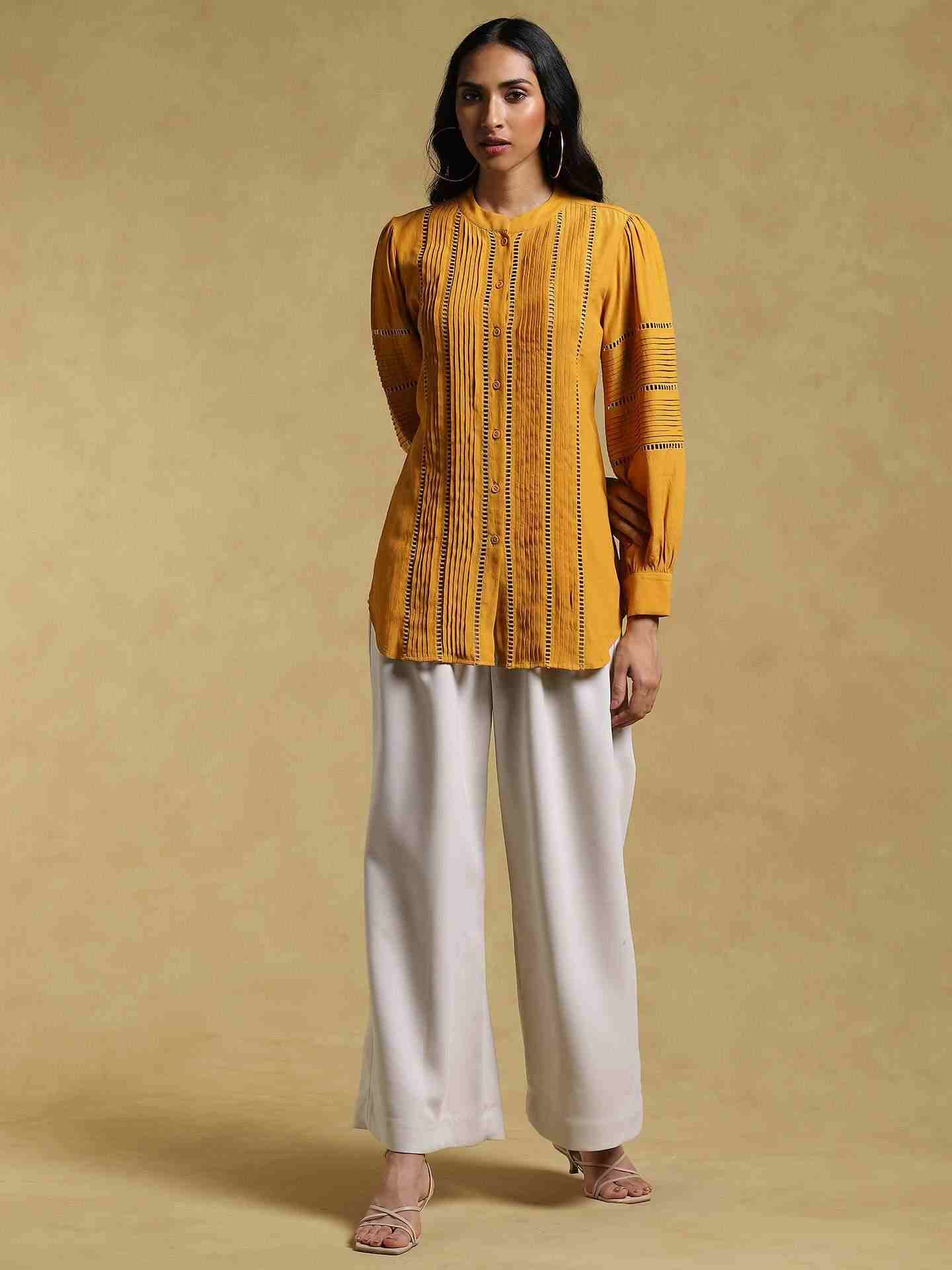 Yellow Ethereal Crepe Kurti