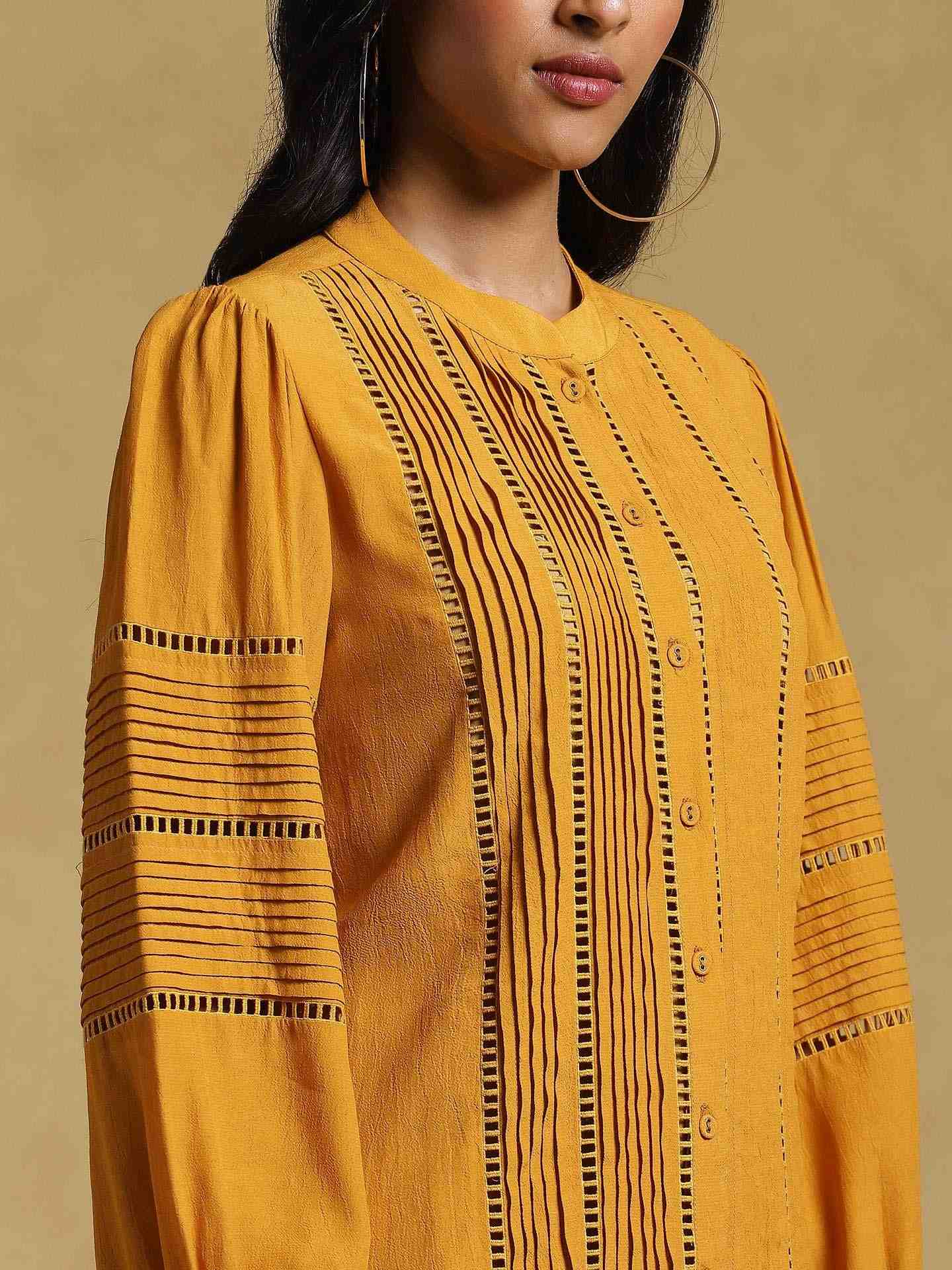 Yellow Ethereal Crepe Kurti