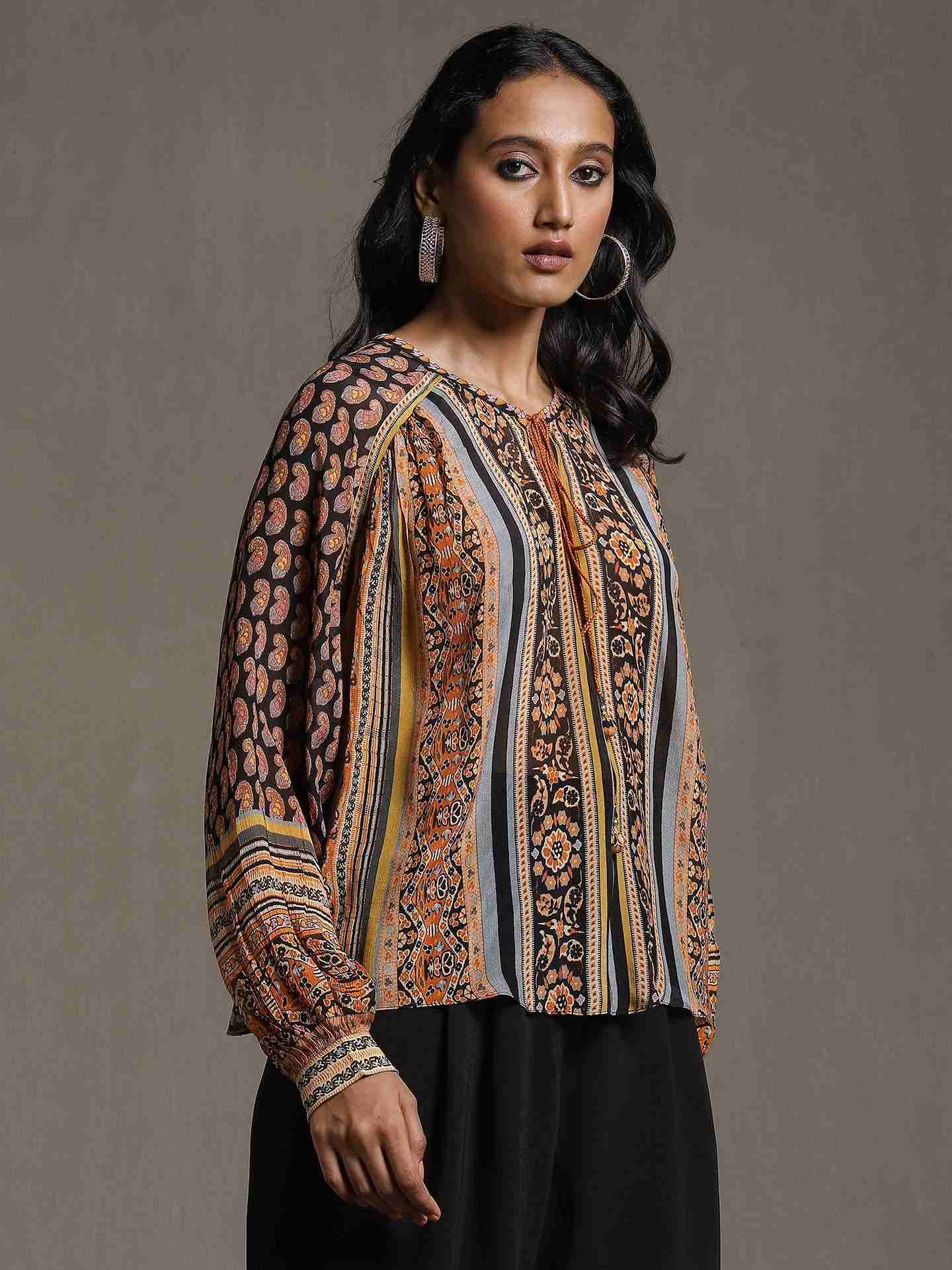 Black & Multi-Color Chamba Kurti