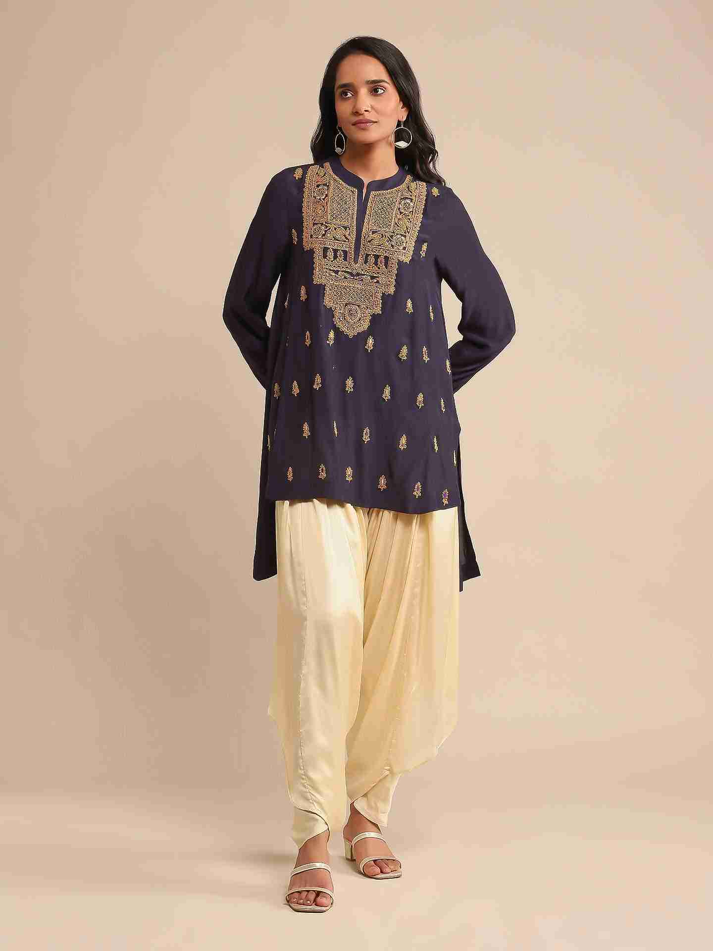 Navy Ava Solid Kurti