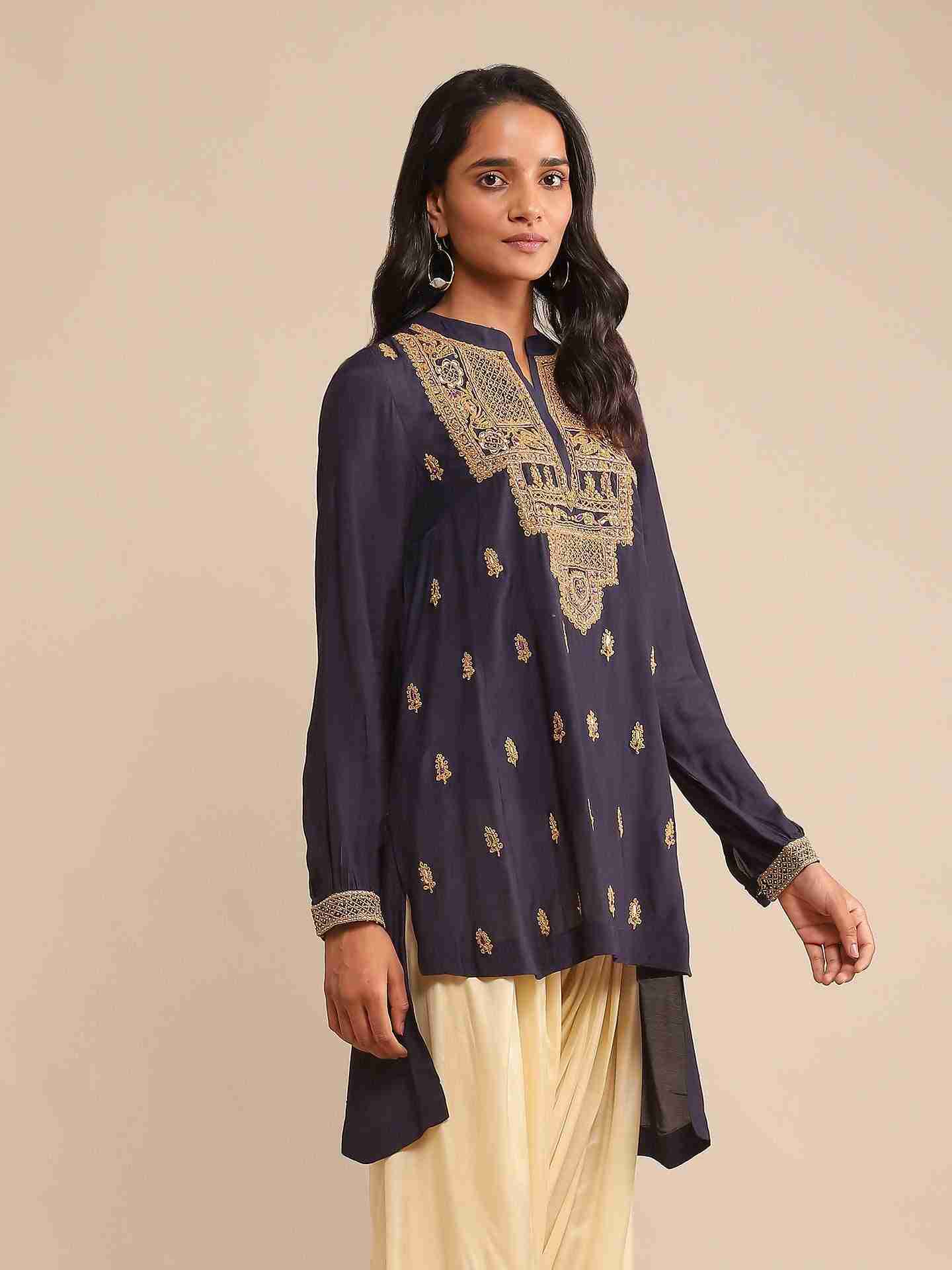 Navy Ava Solid Kurti