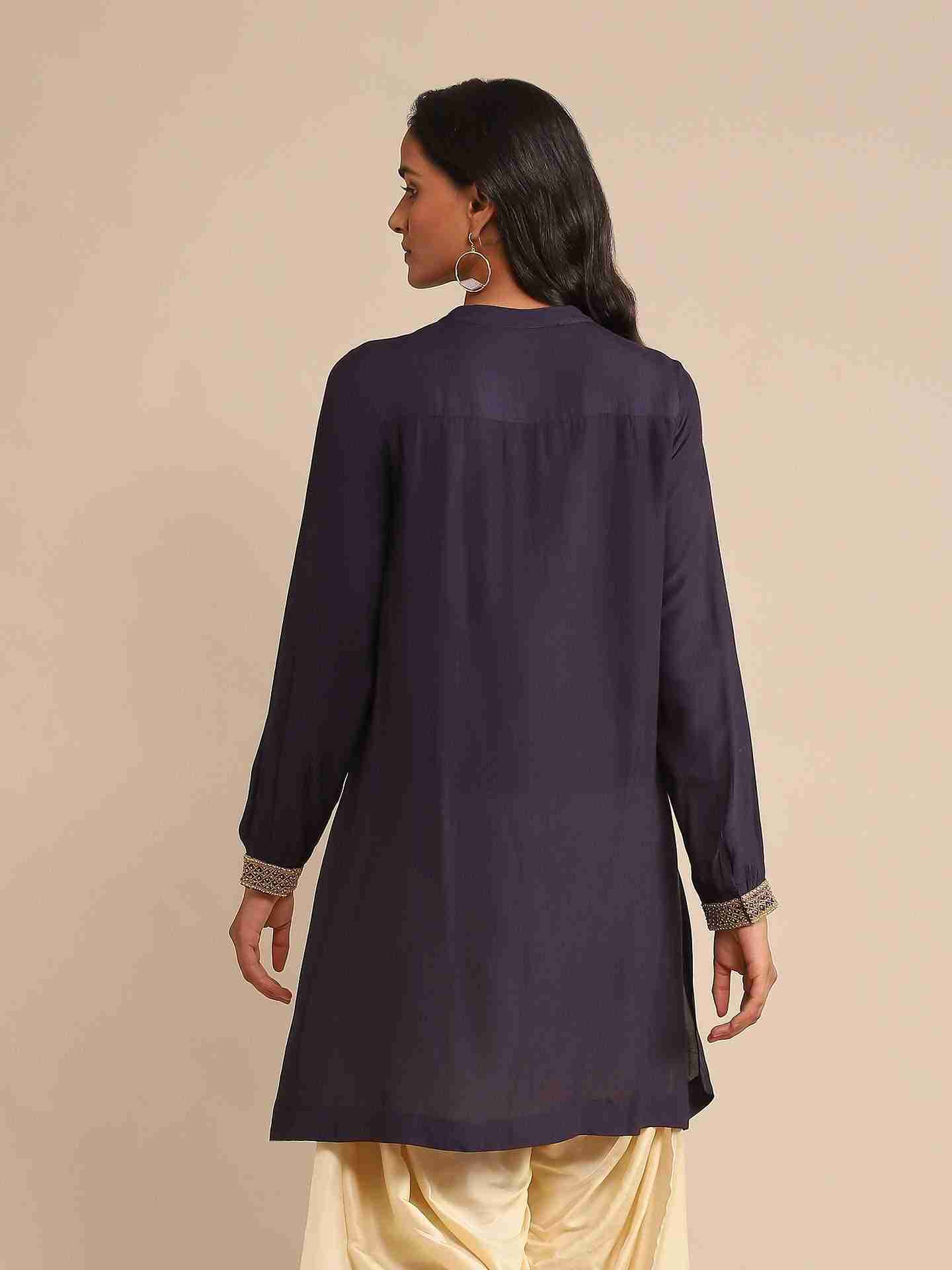 Navy Ava Solid Kurti