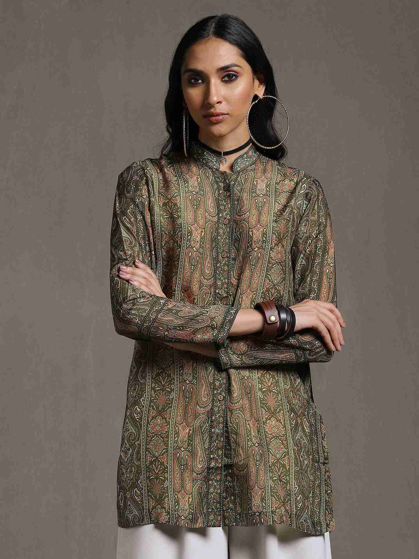 Olive & Beige Shereen Kurti