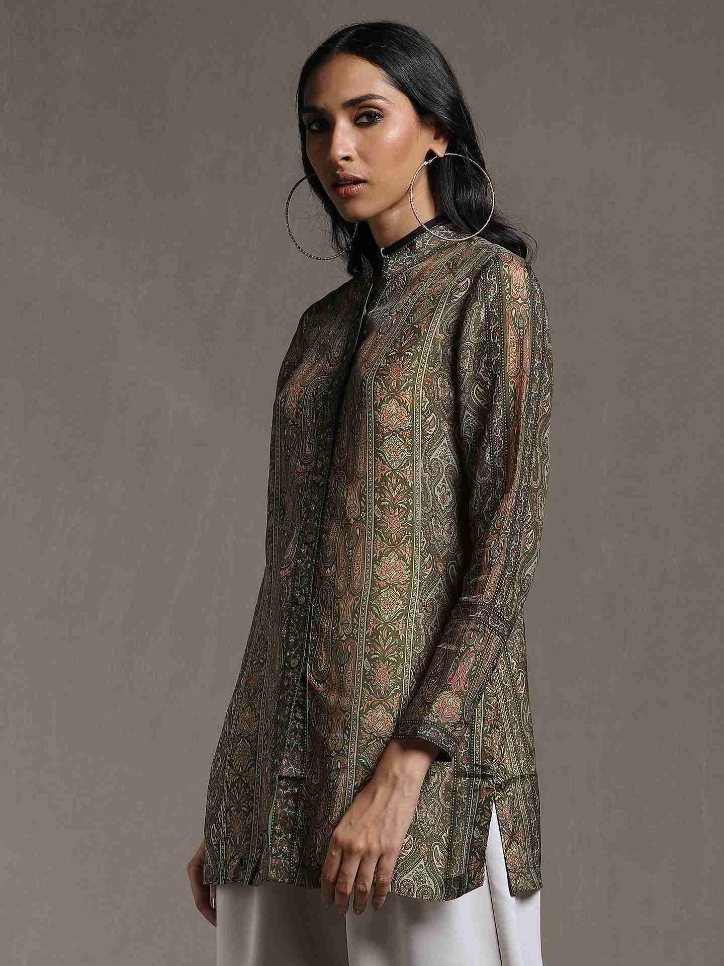 Olive & Beige Shereen Kurti