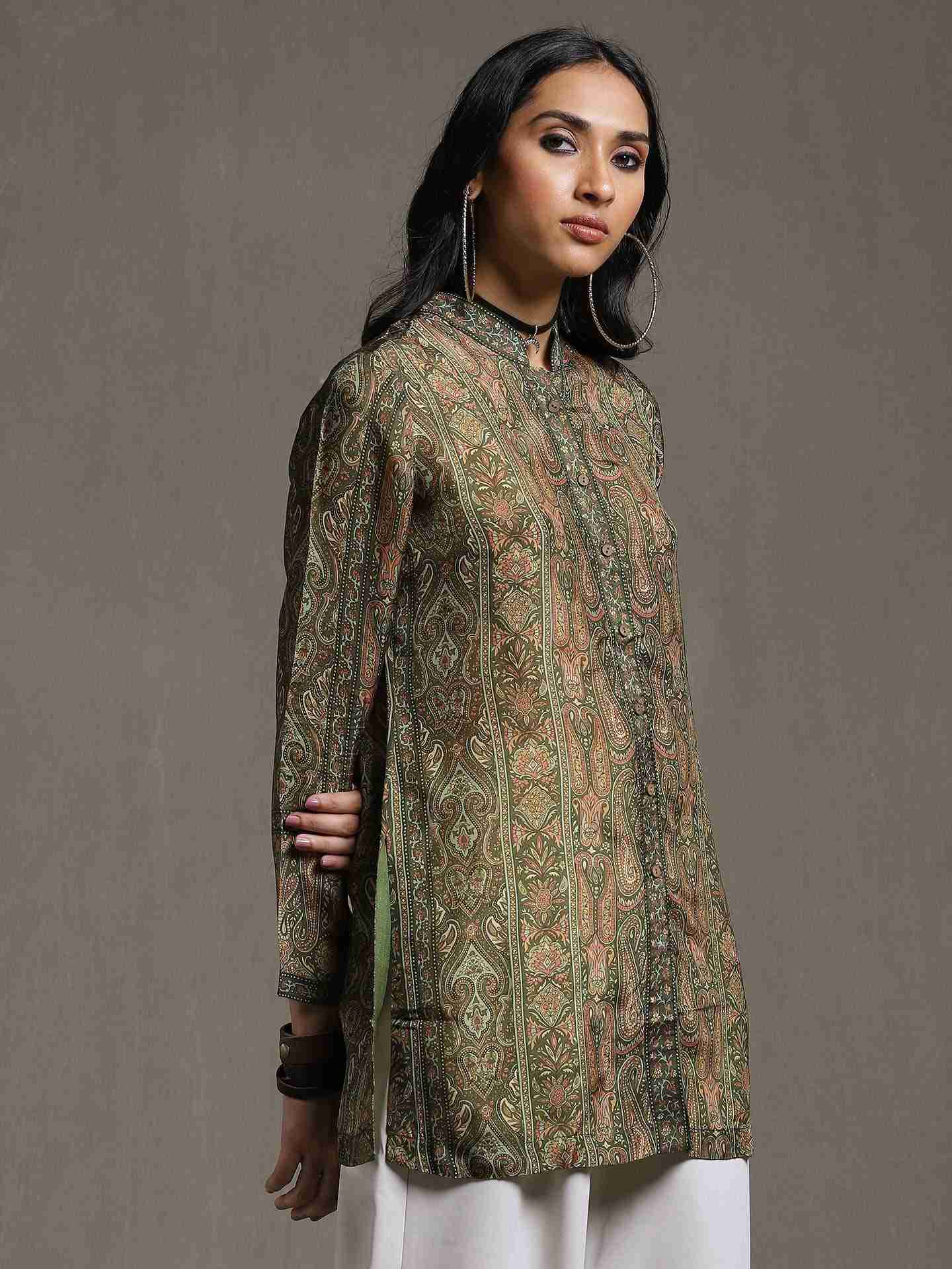 Olive & Beige Shereen Kurti