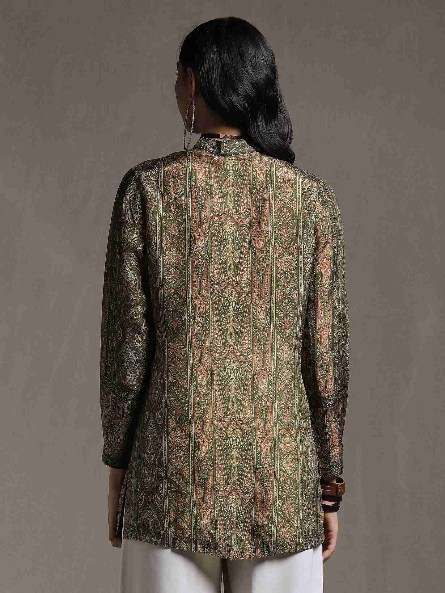 Olive & Beige Shereen Kurti