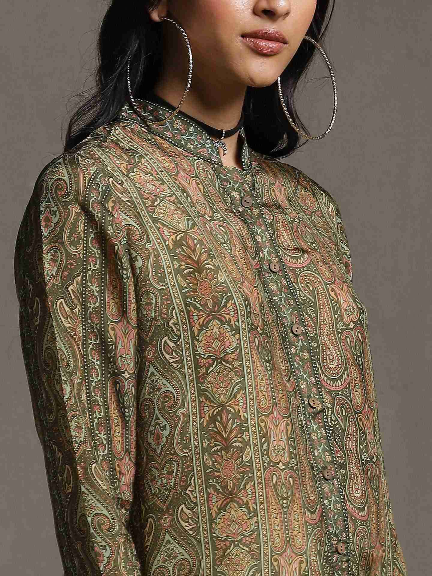 Olive & Beige Shereen Kurti