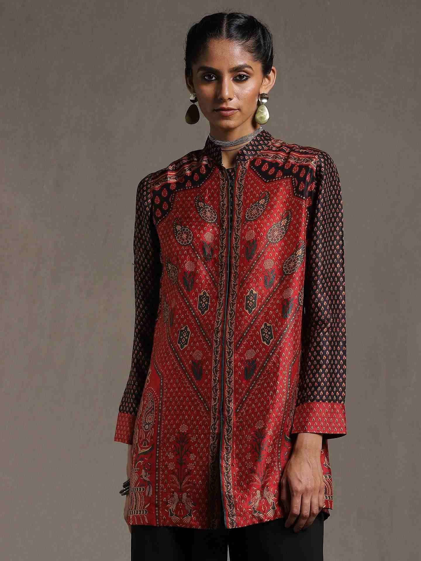 Red & Black Sanganeri Kurti