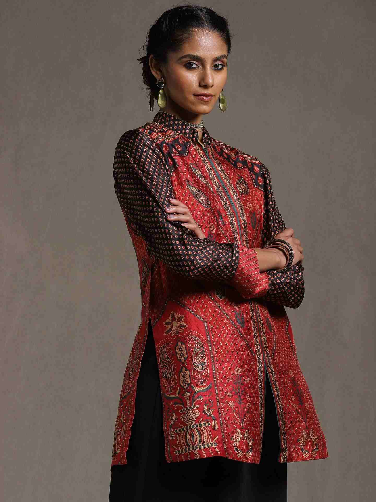 Red & Black Sanganeri Kurti