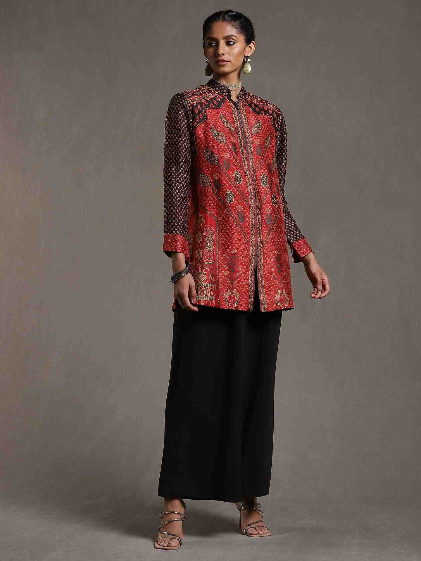 Red & Black Sanganeri Kurti