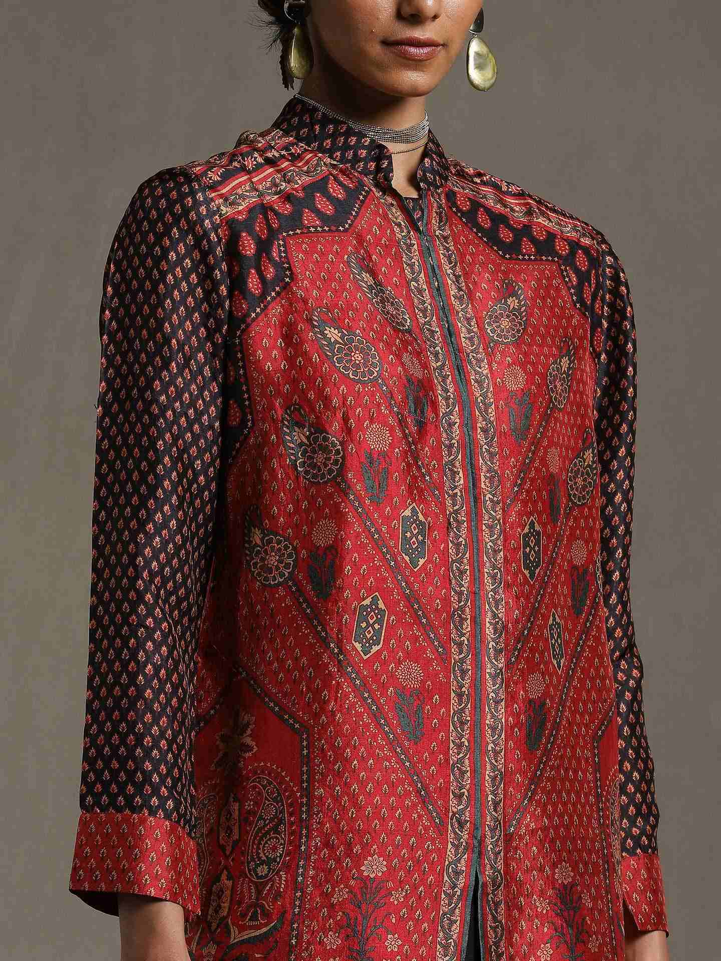 Red & Black Sanganeri Kurti