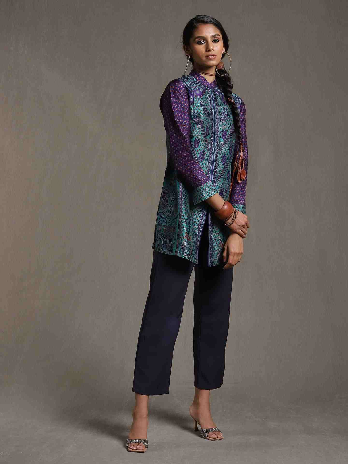 Royal & Turquoise Sanganeri Kurti