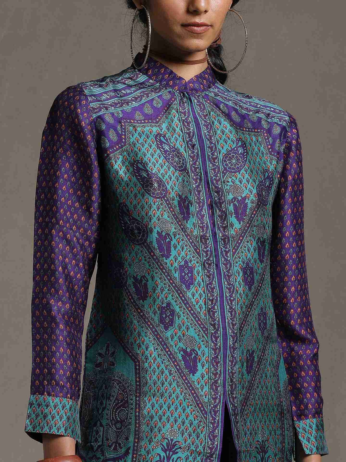 Royal & Turquoise Sanganeri Kurti
