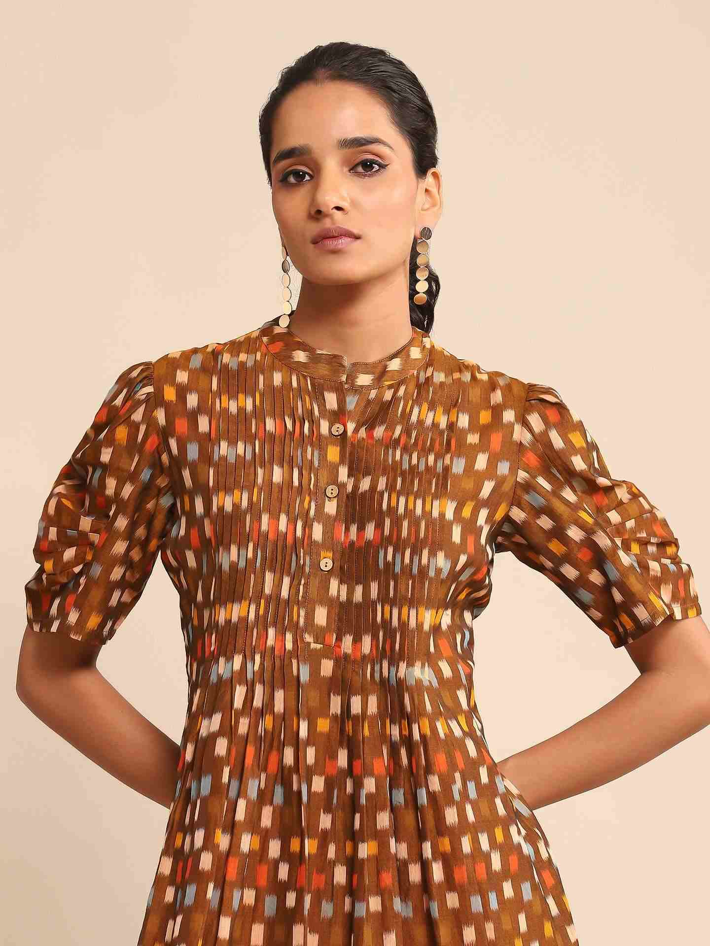 Brown Urban Elysian Cotton Tiered Dress