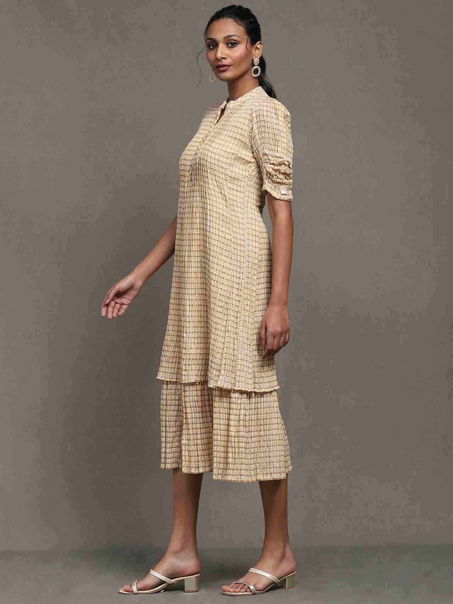 Beige Ragi Long Dress