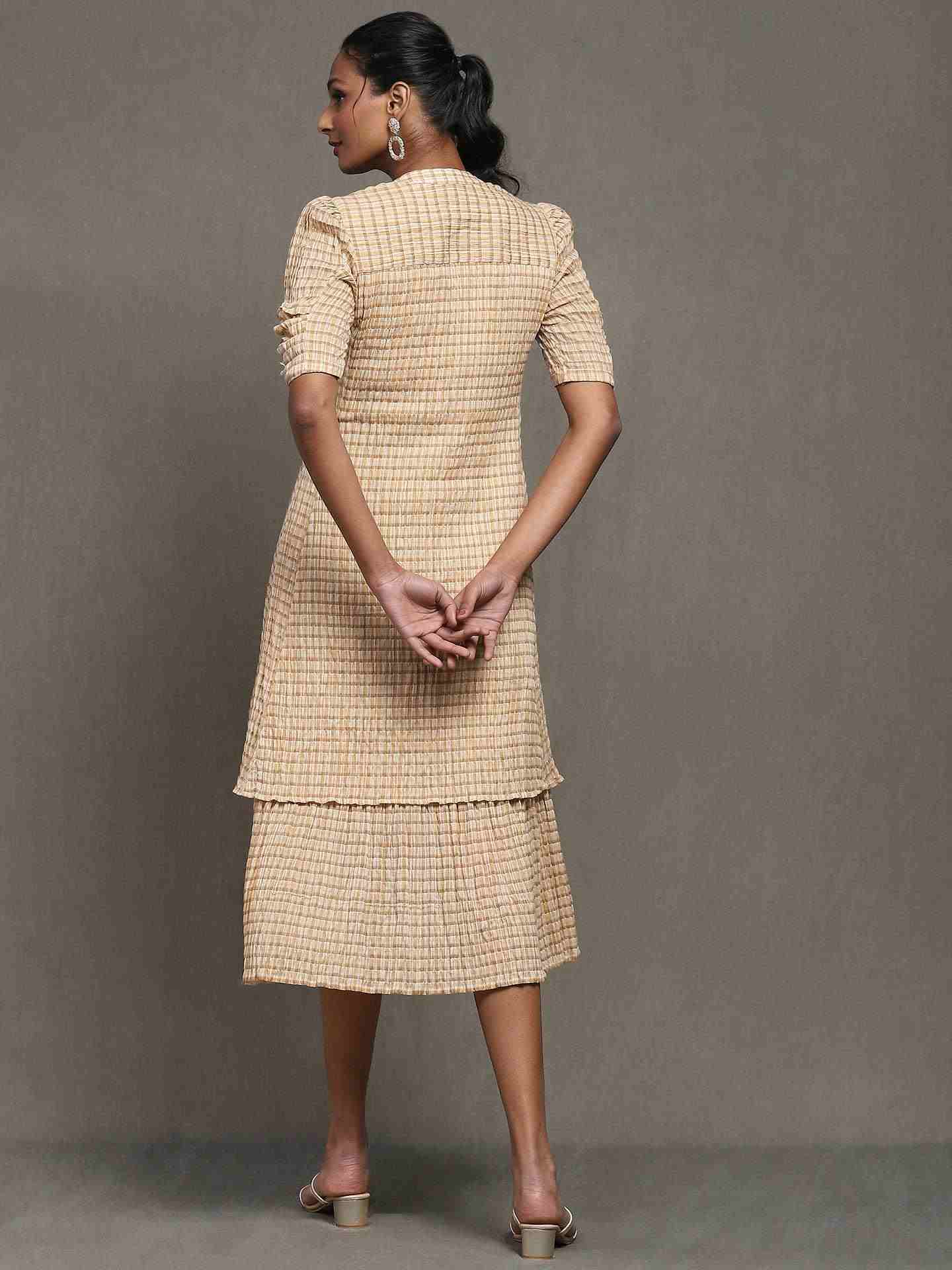 Beige Ragi Long Dress