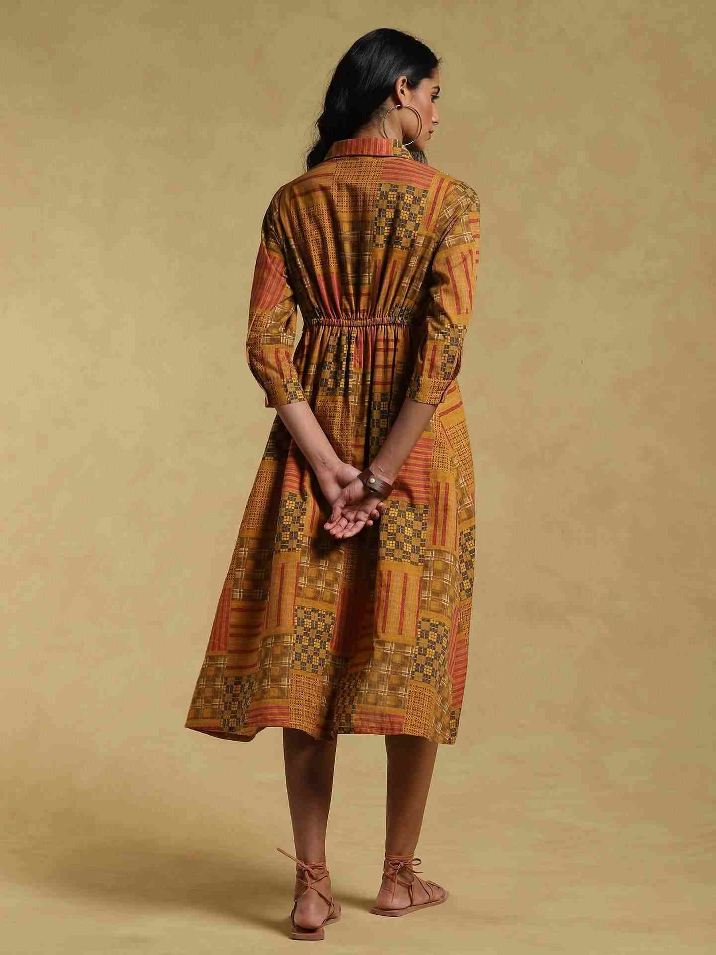 Mustard Ethereal Cotton Wrap Dress