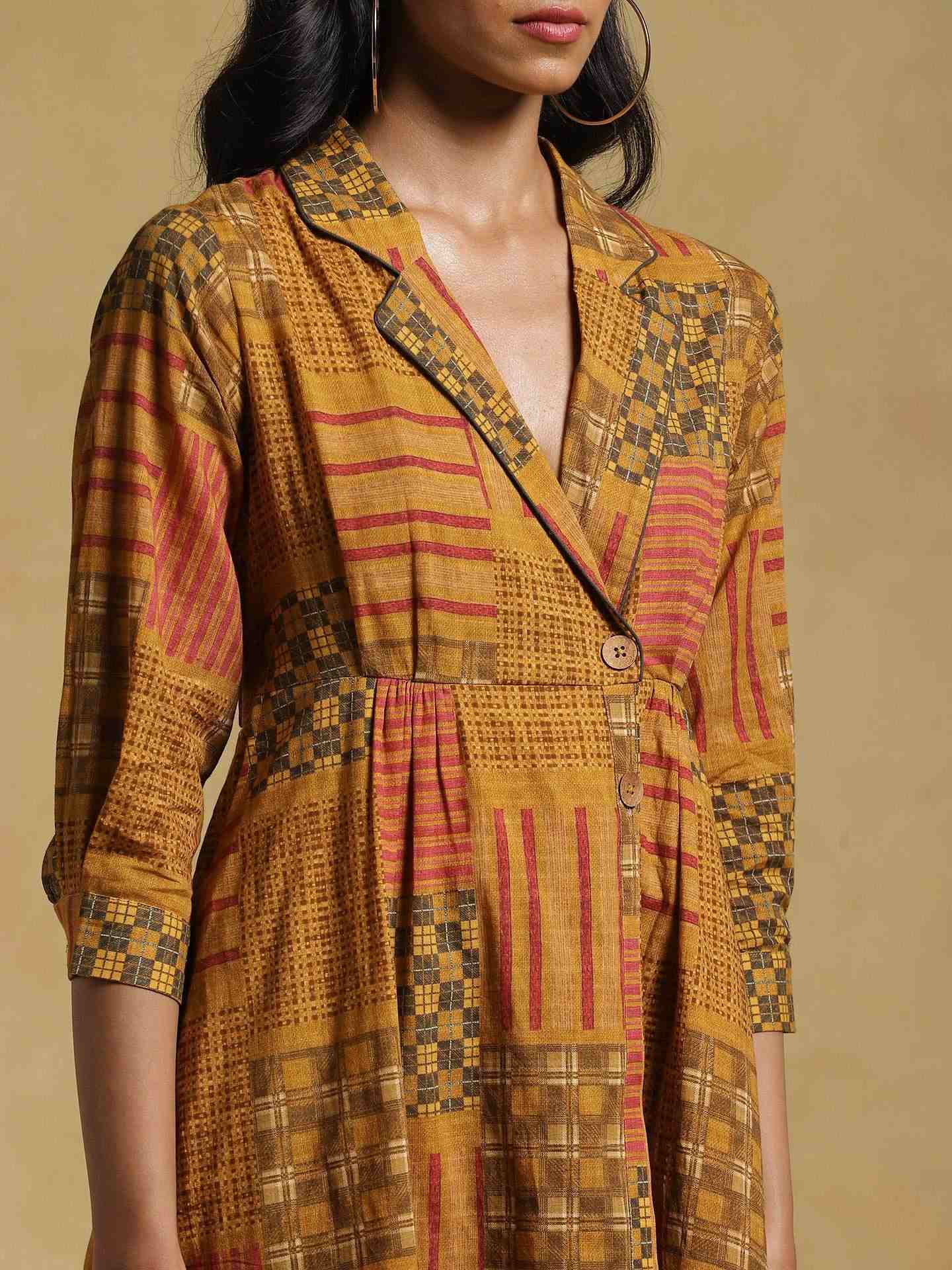 Mustard Ethereal Cotton Wrap Dress
