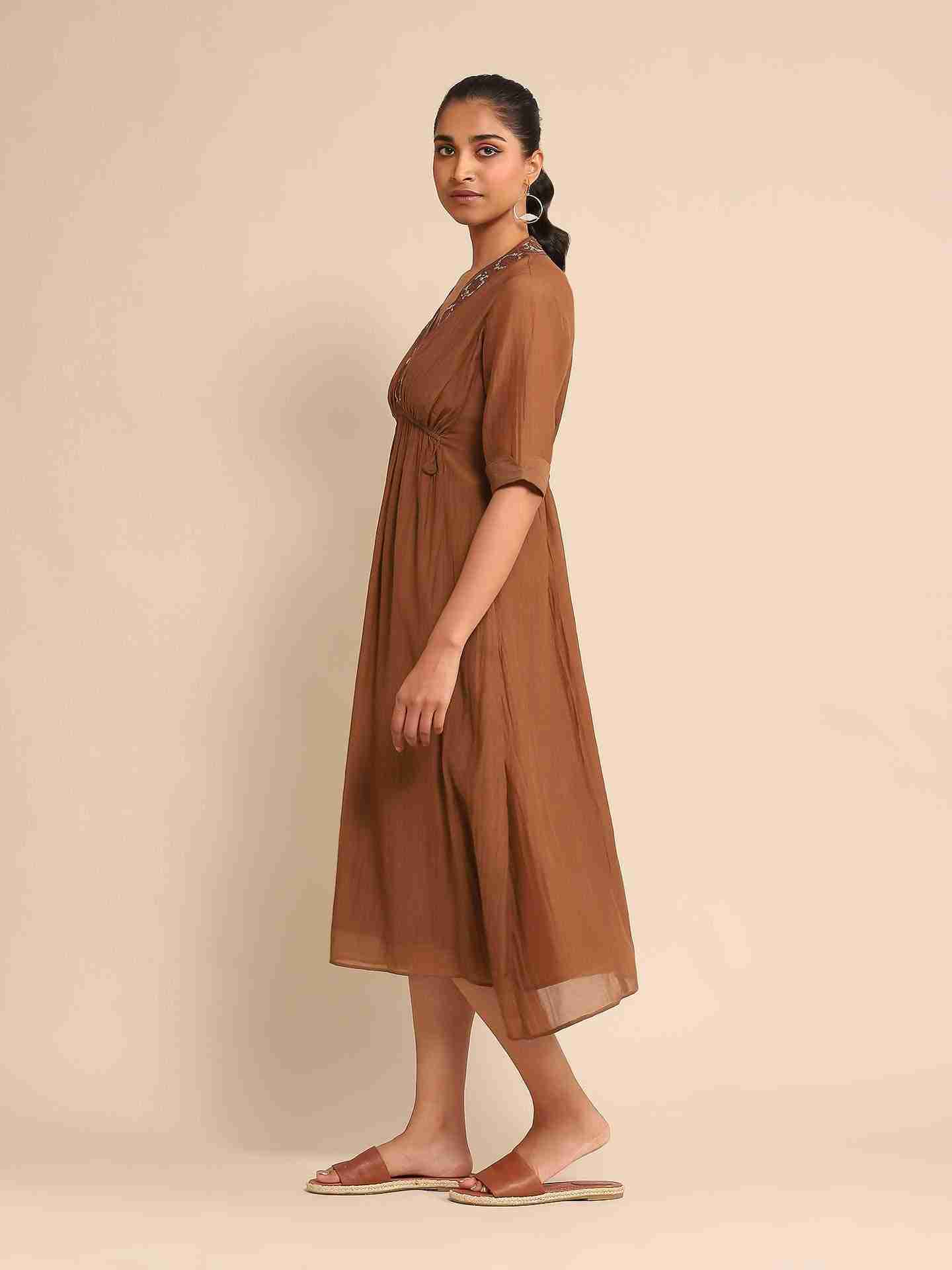 Brown Urban Elysian Chanderi Dress
