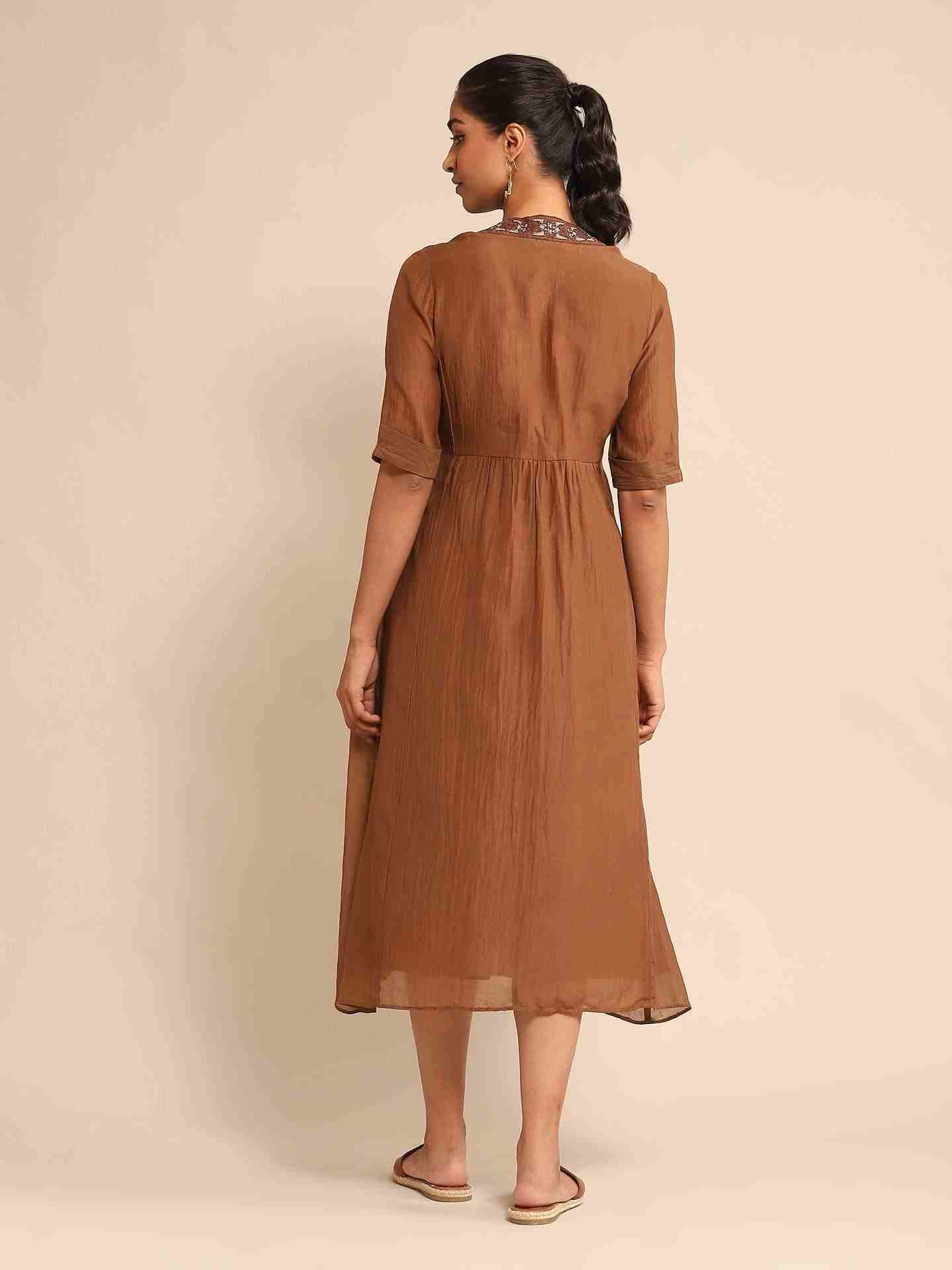 Brown Urban Elysian Chanderi Dress