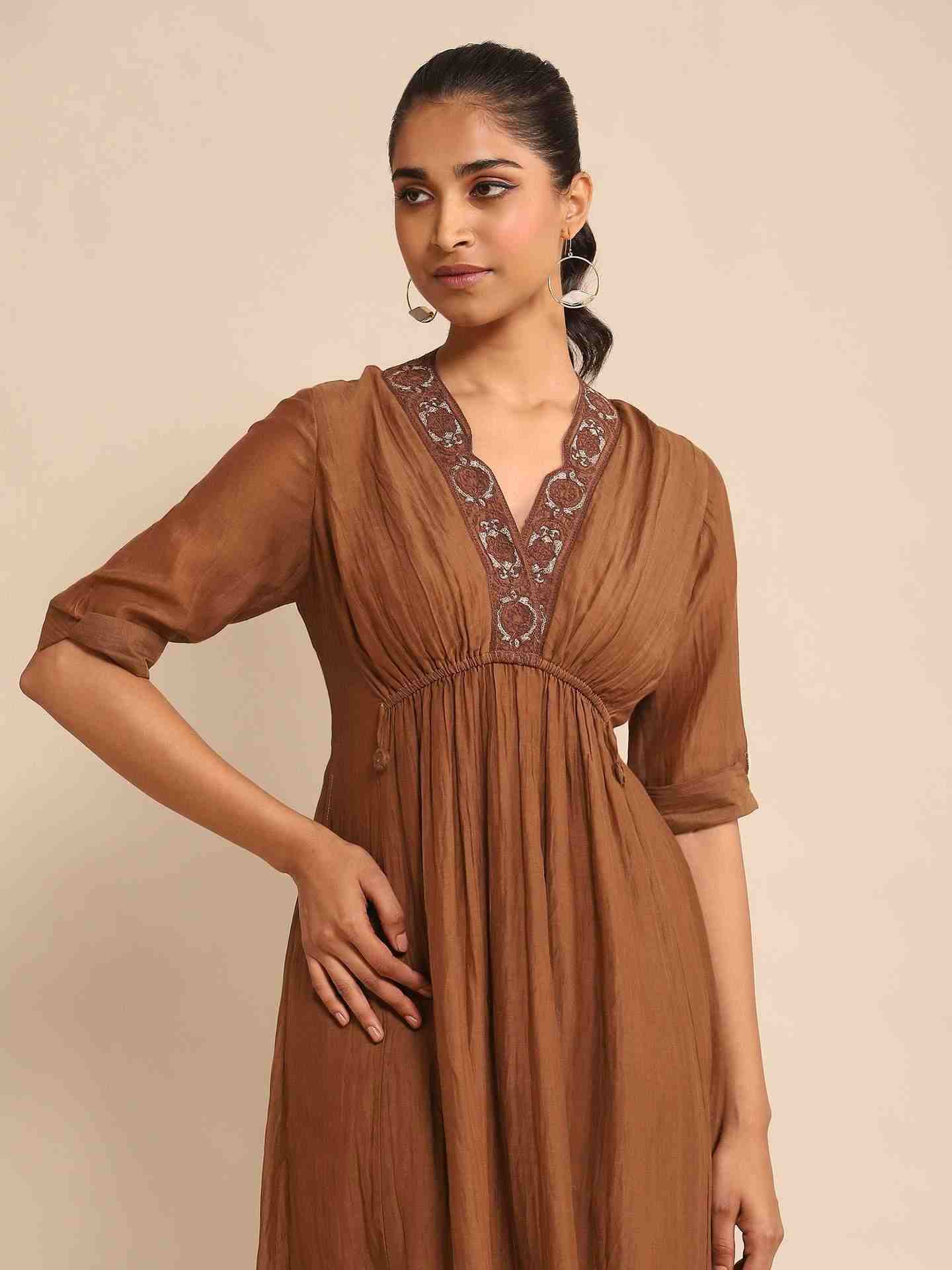 Brown Urban Elysian Chanderi Dress