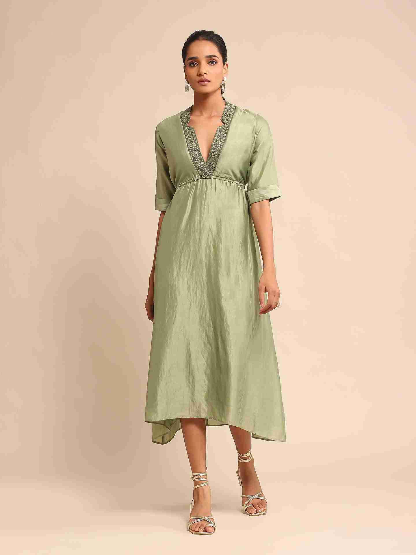 Green Urban Elysian Chanderi Dress