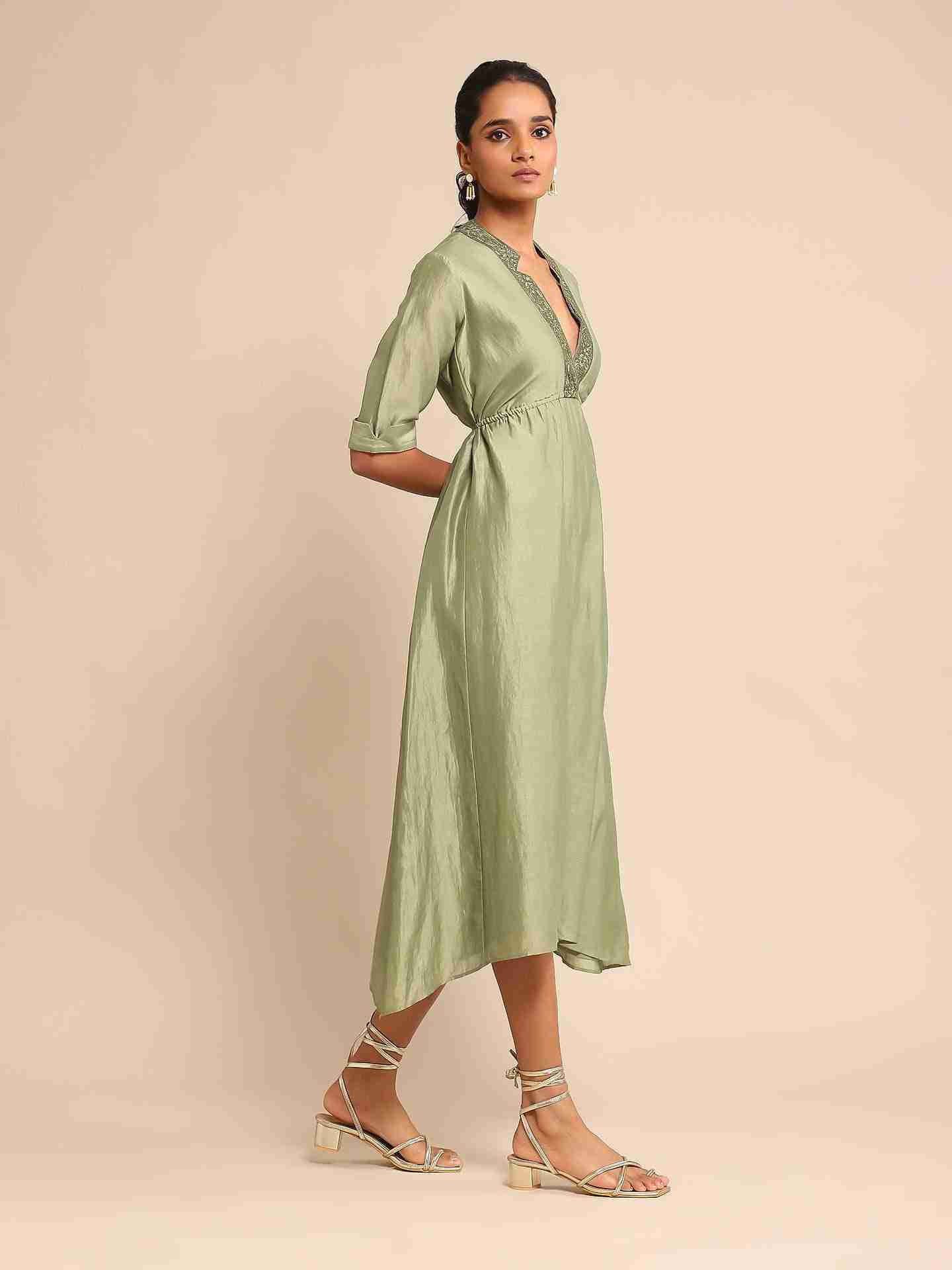 Green Urban Elysian Chanderi Dress