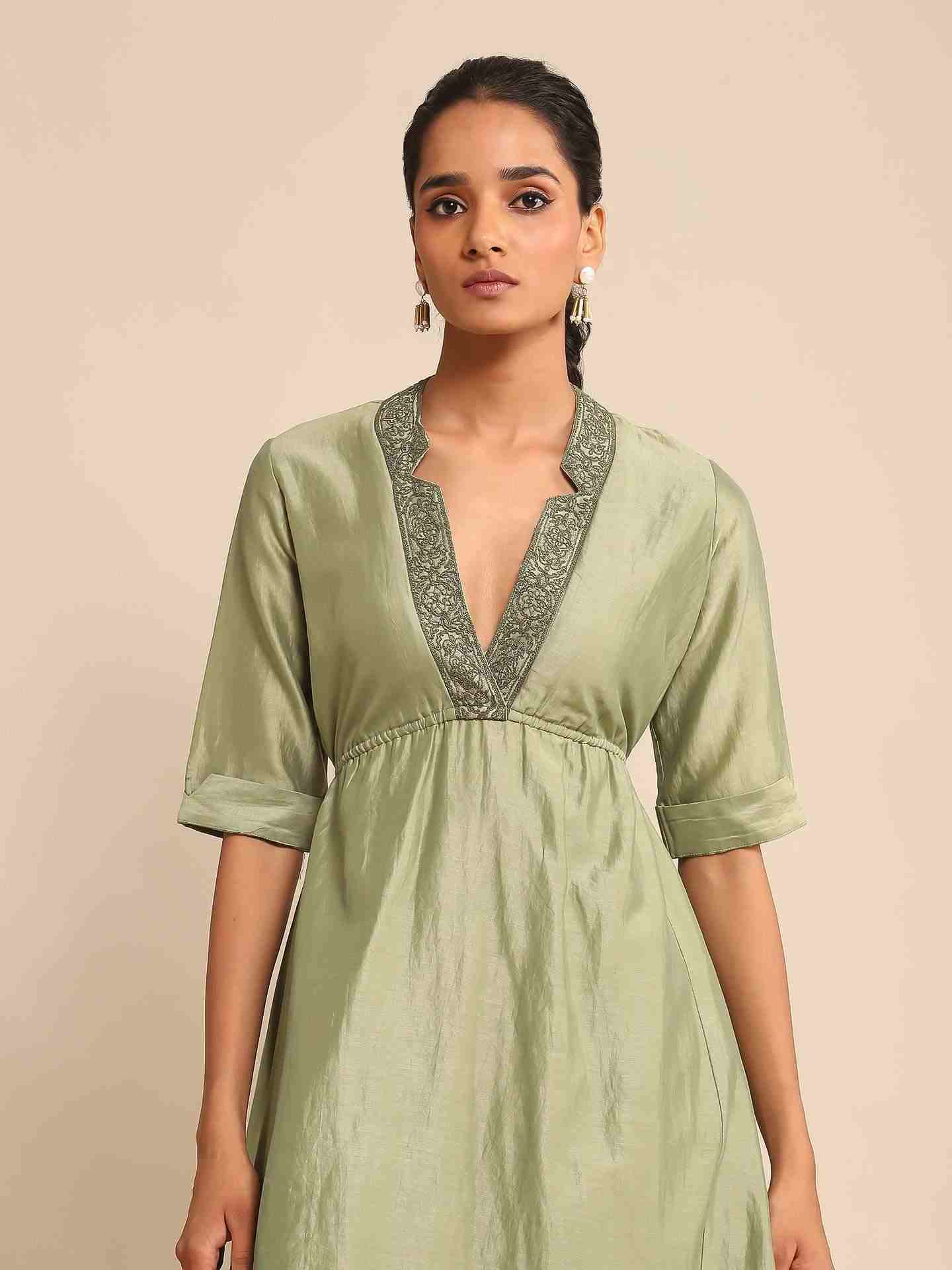 Green Urban Elysian Chanderi Dress