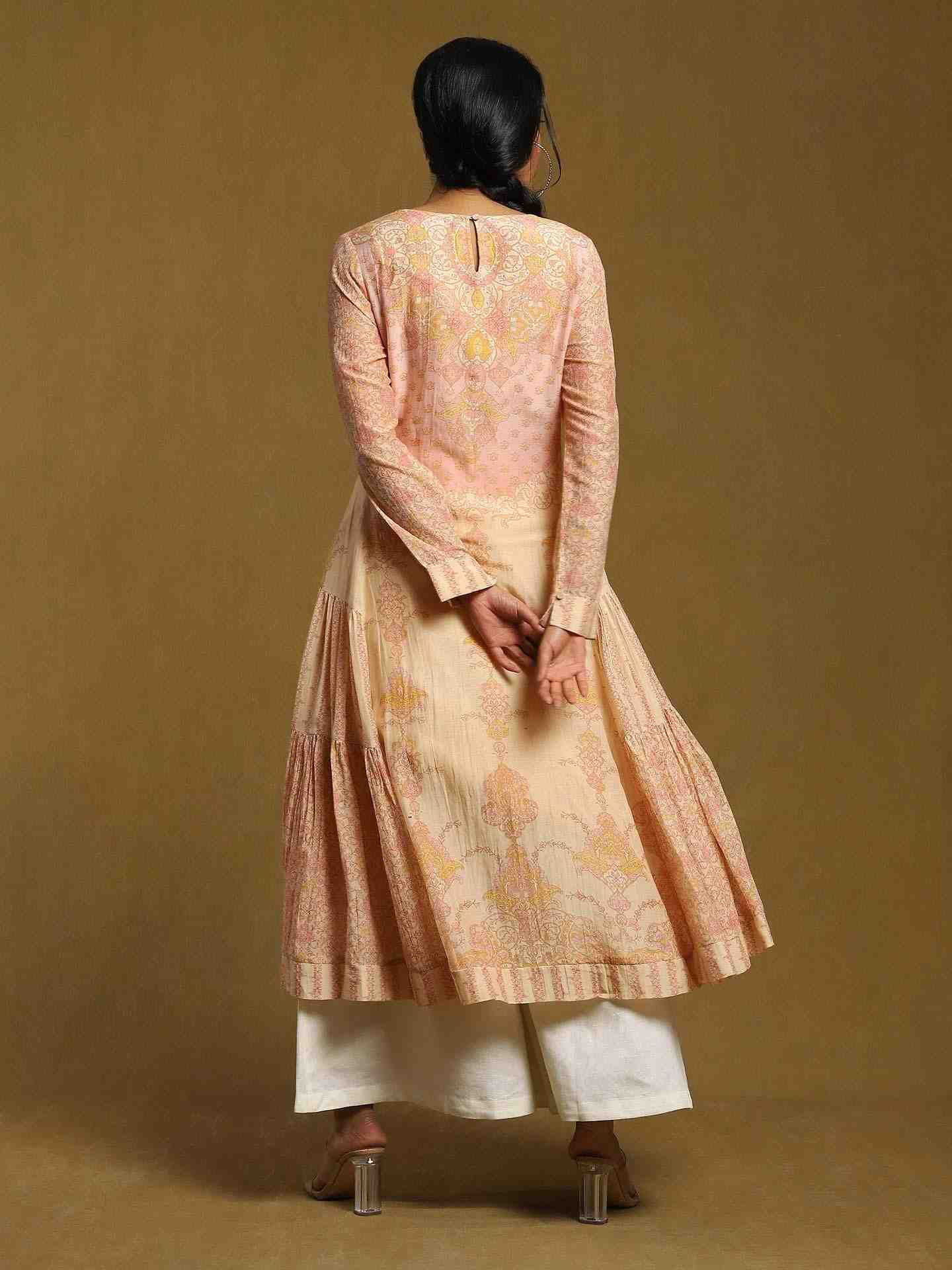 Beige Ashoka Chanderi Dress
