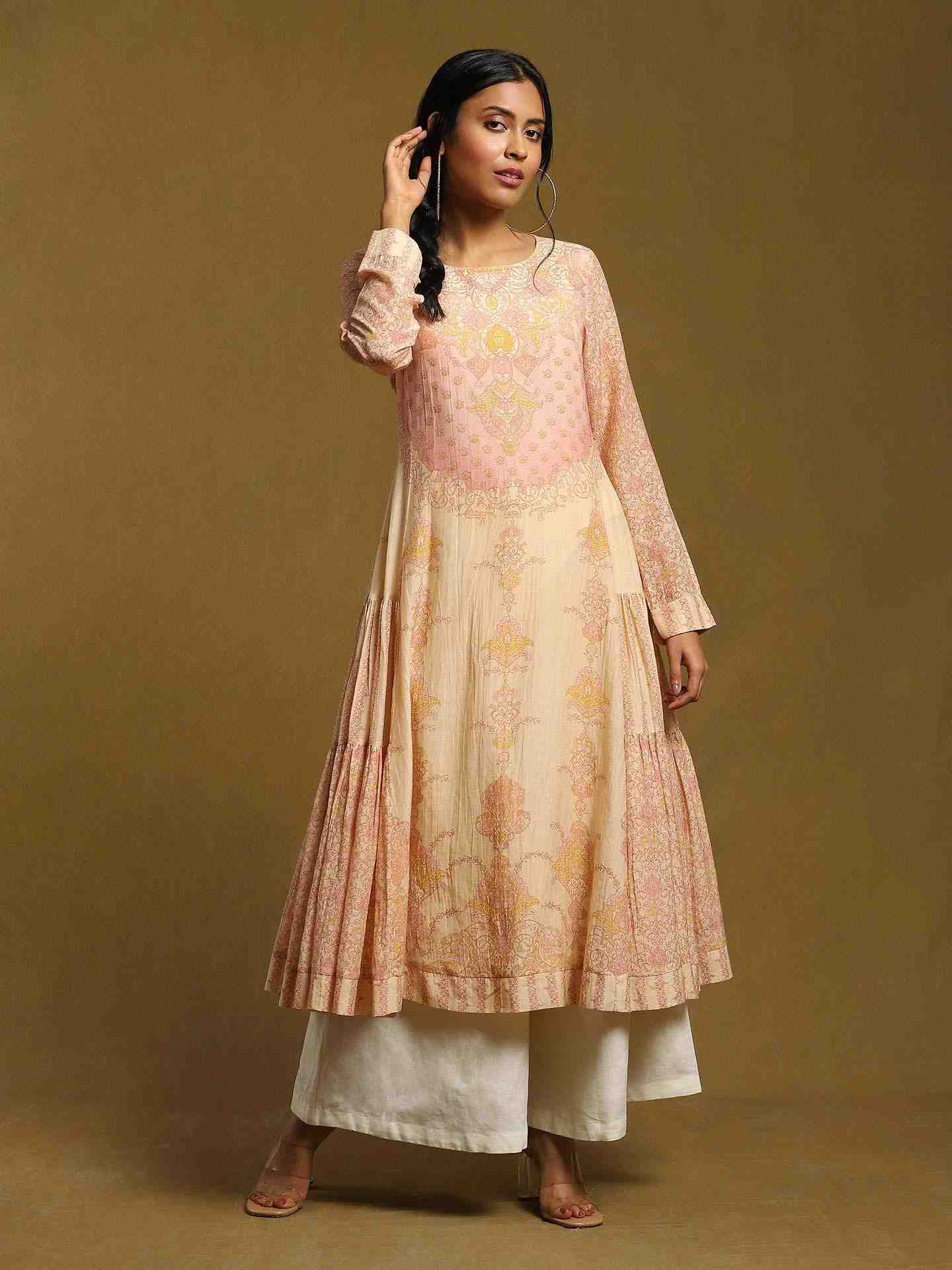 Beige Ashoka Chanderi Dress