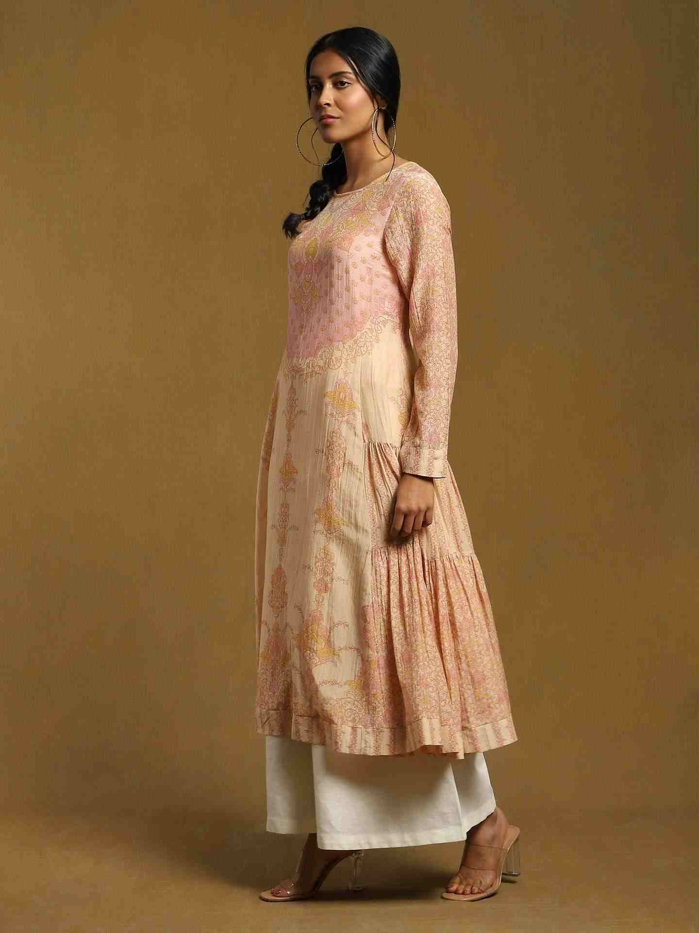Beige Ashoka Chanderi Dress