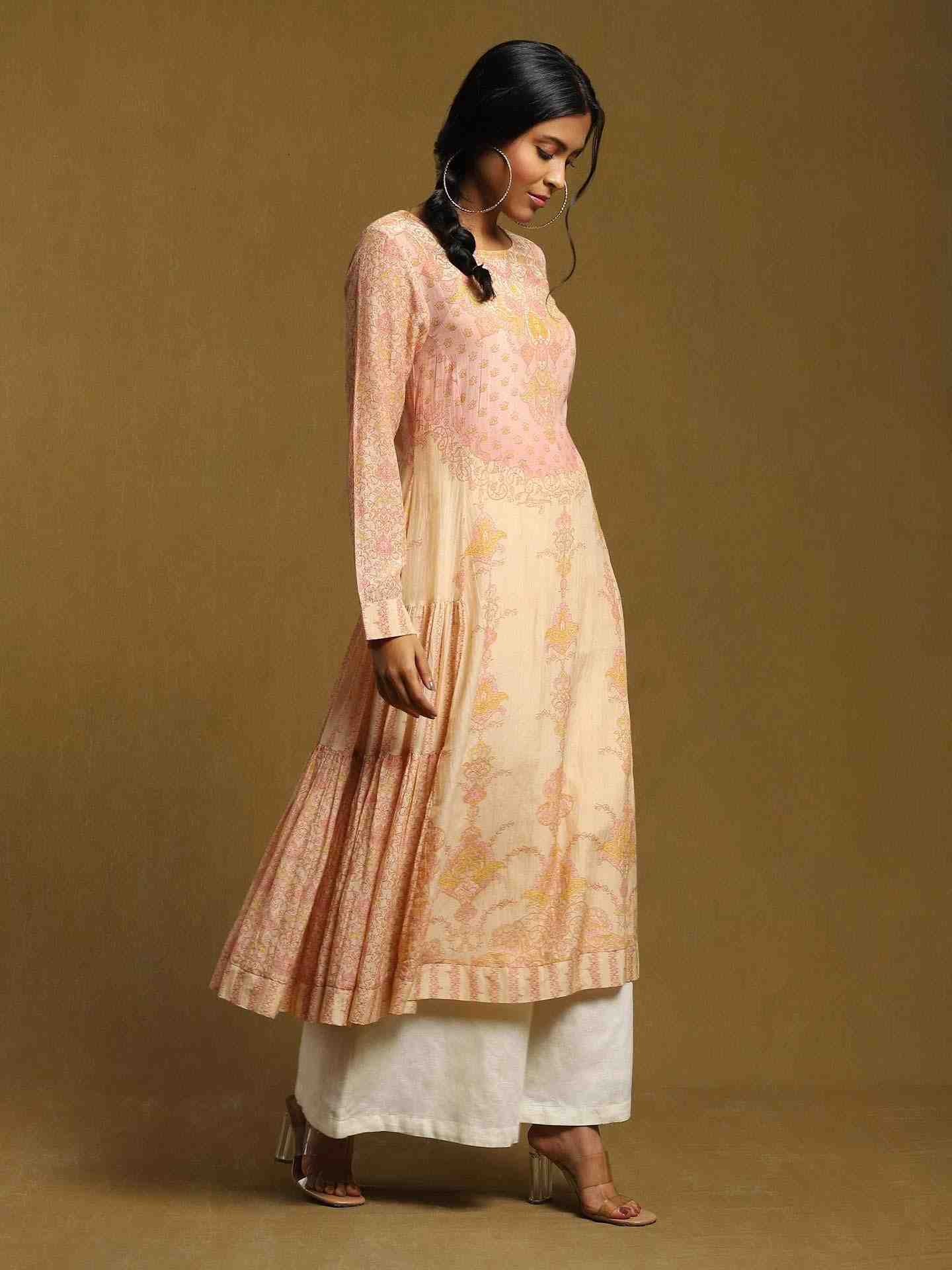 Beige Ashoka Chanderi Dress