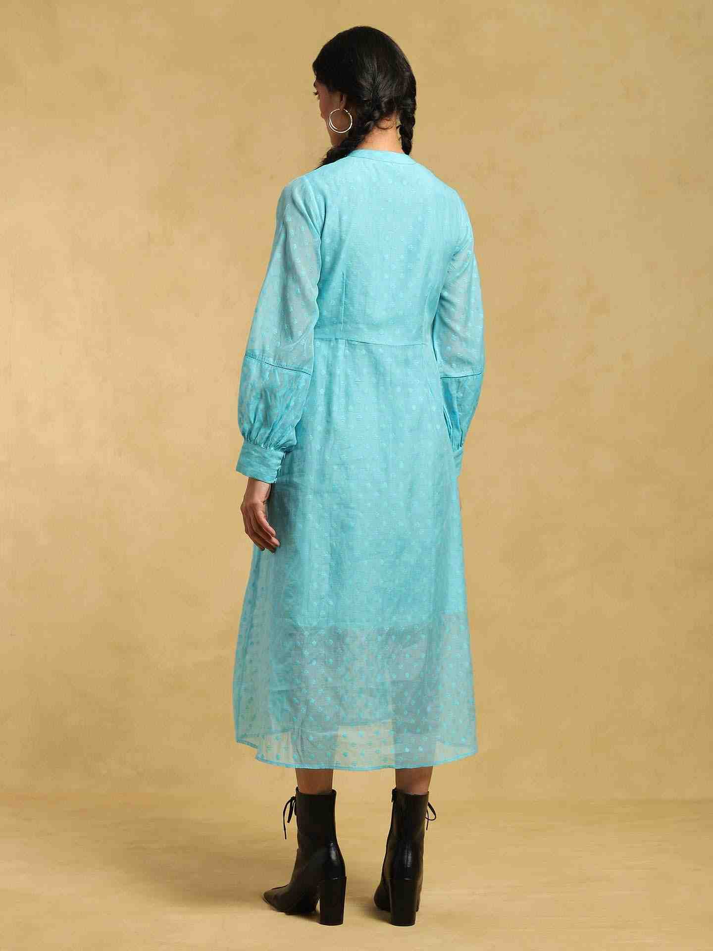 Blue Baadal Chanderi Midi Dress