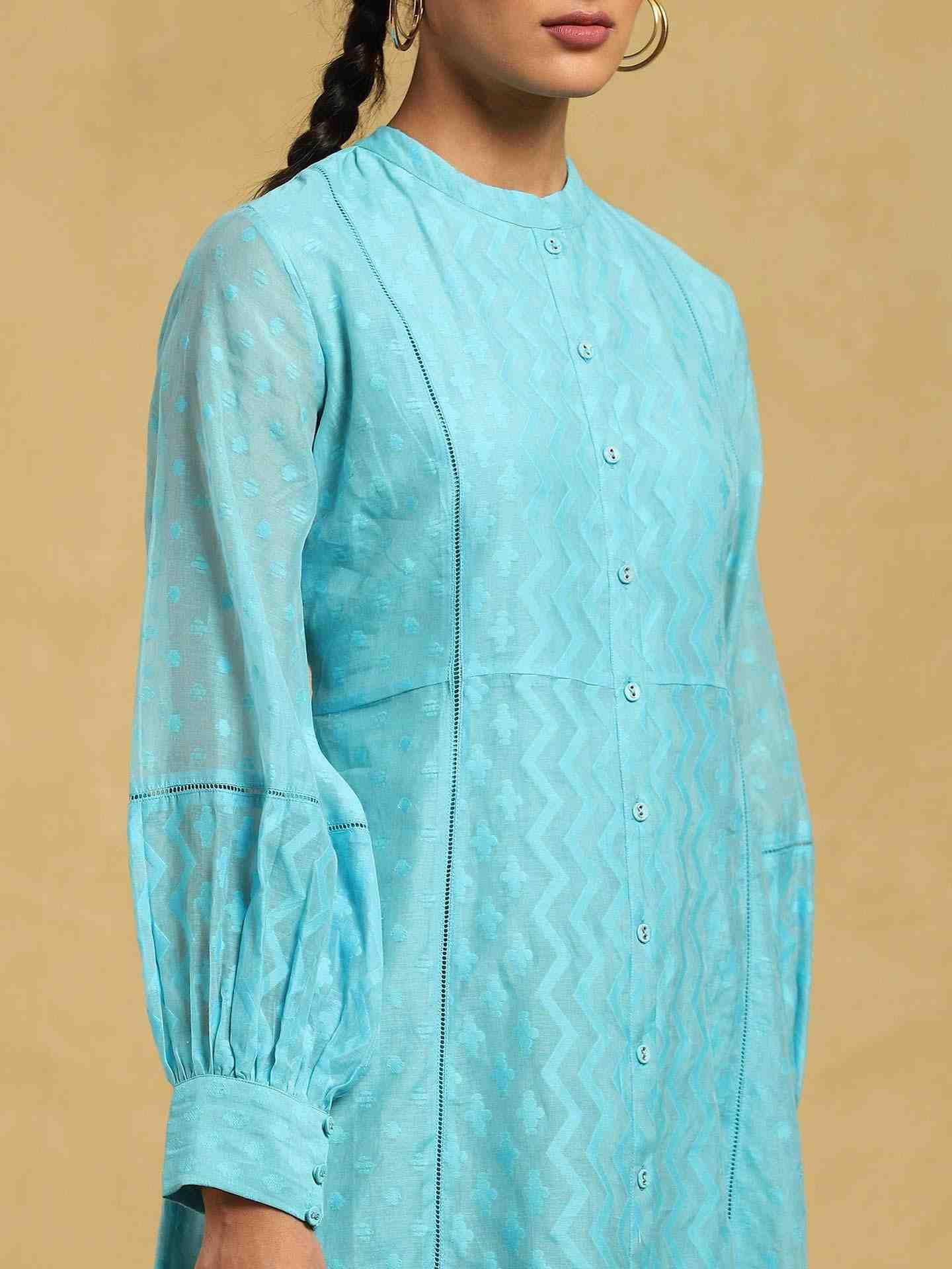 Blue Baadal Chanderi Midi Dress