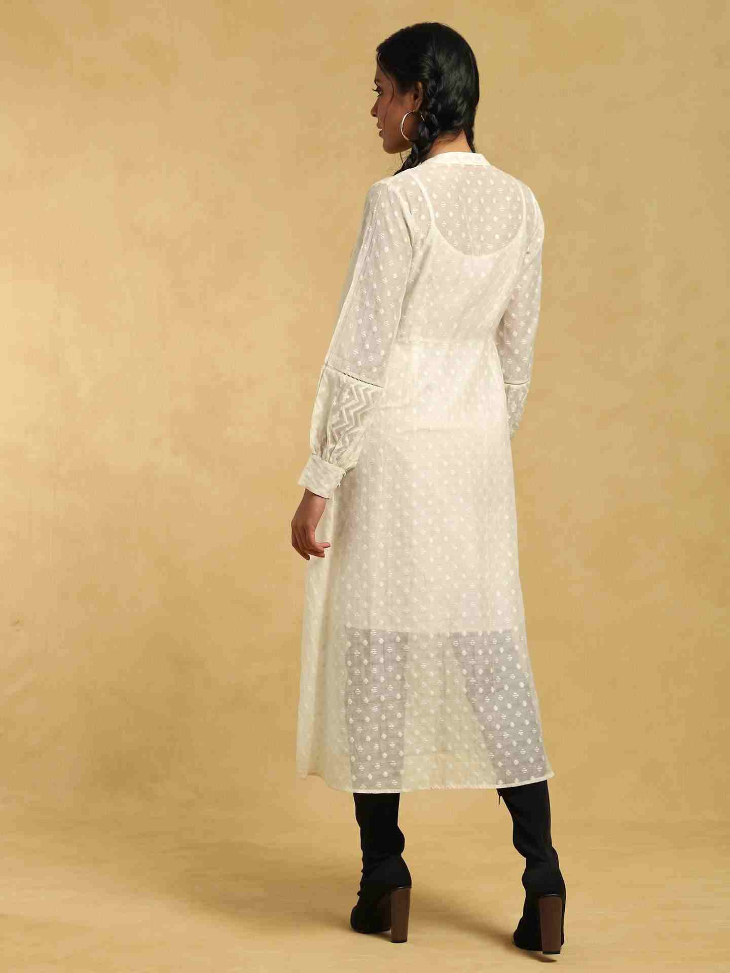 Off White Baadal Chanderi Midi Dress