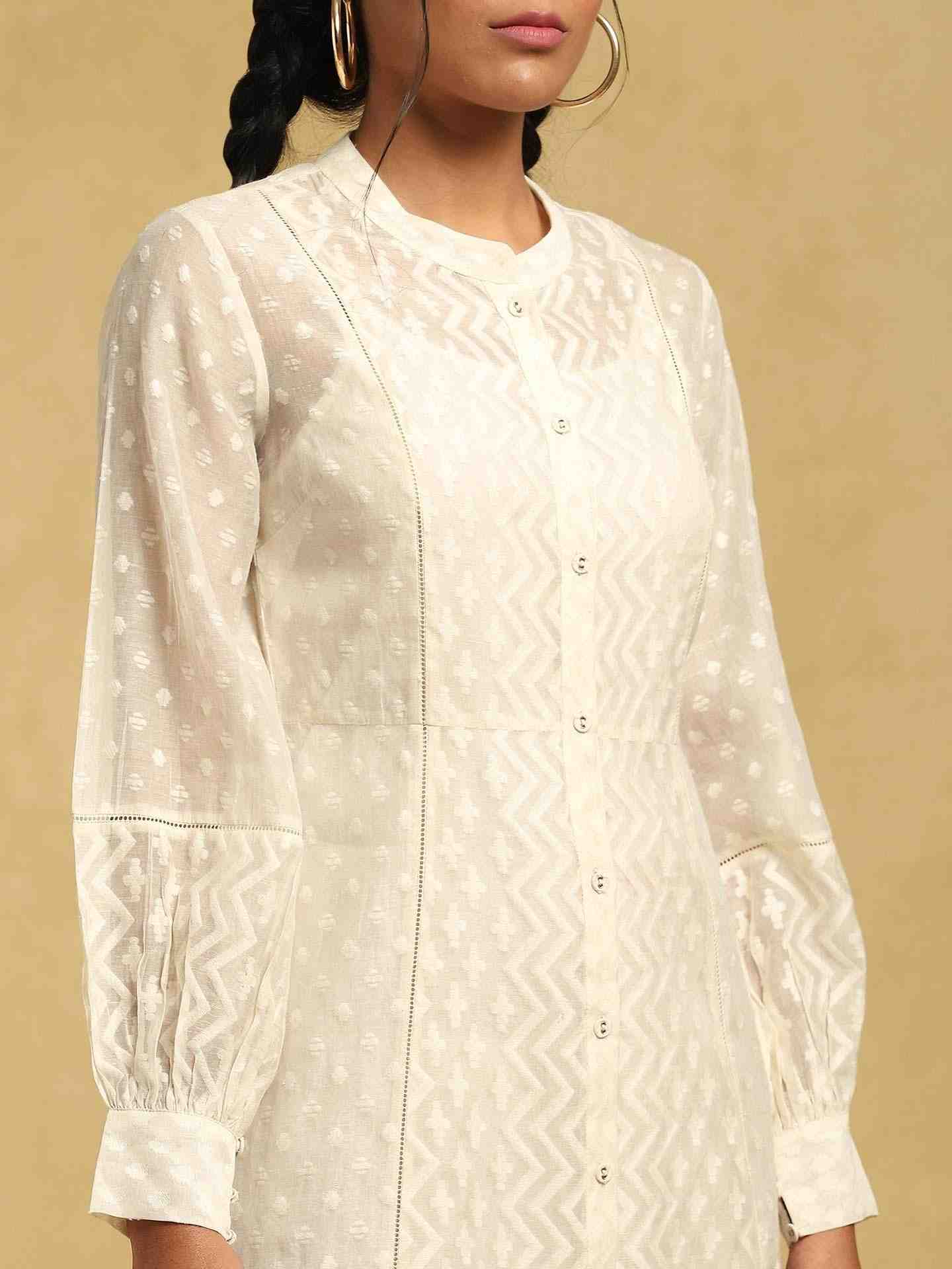 Off White Baadal Chanderi Midi Dress