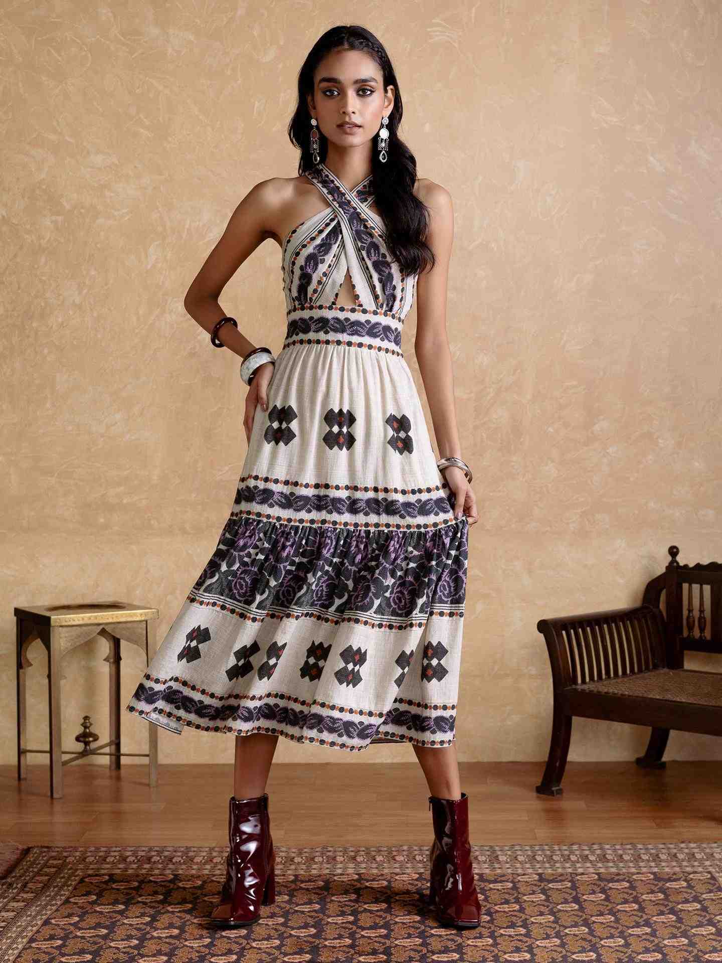 Off White Florencia Long Dress