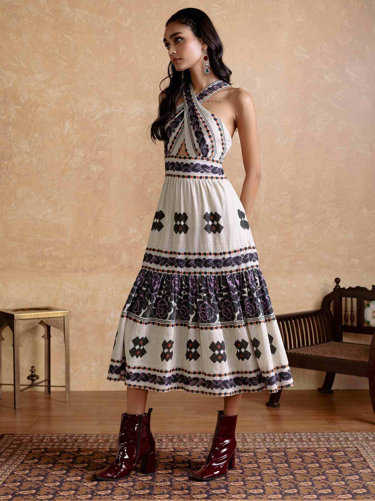 Off White Florencia Long Dress