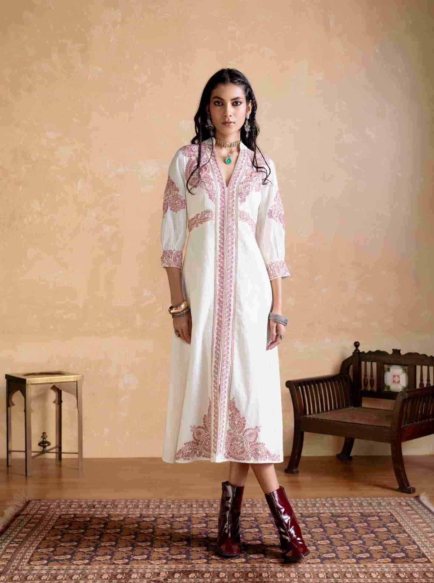 Ecru Multi Dori Long Dress