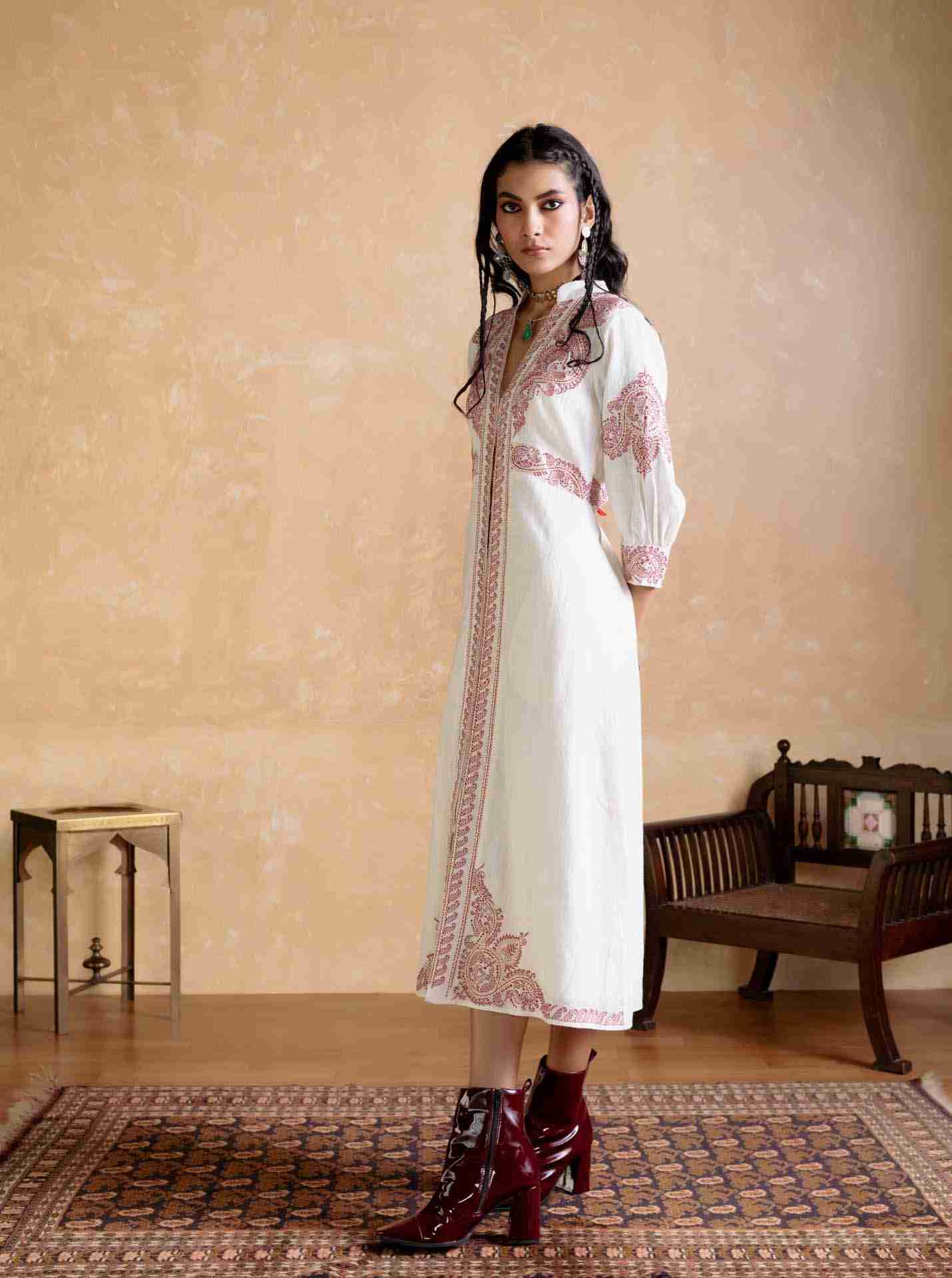 Ecru Multi Dori Long Dress