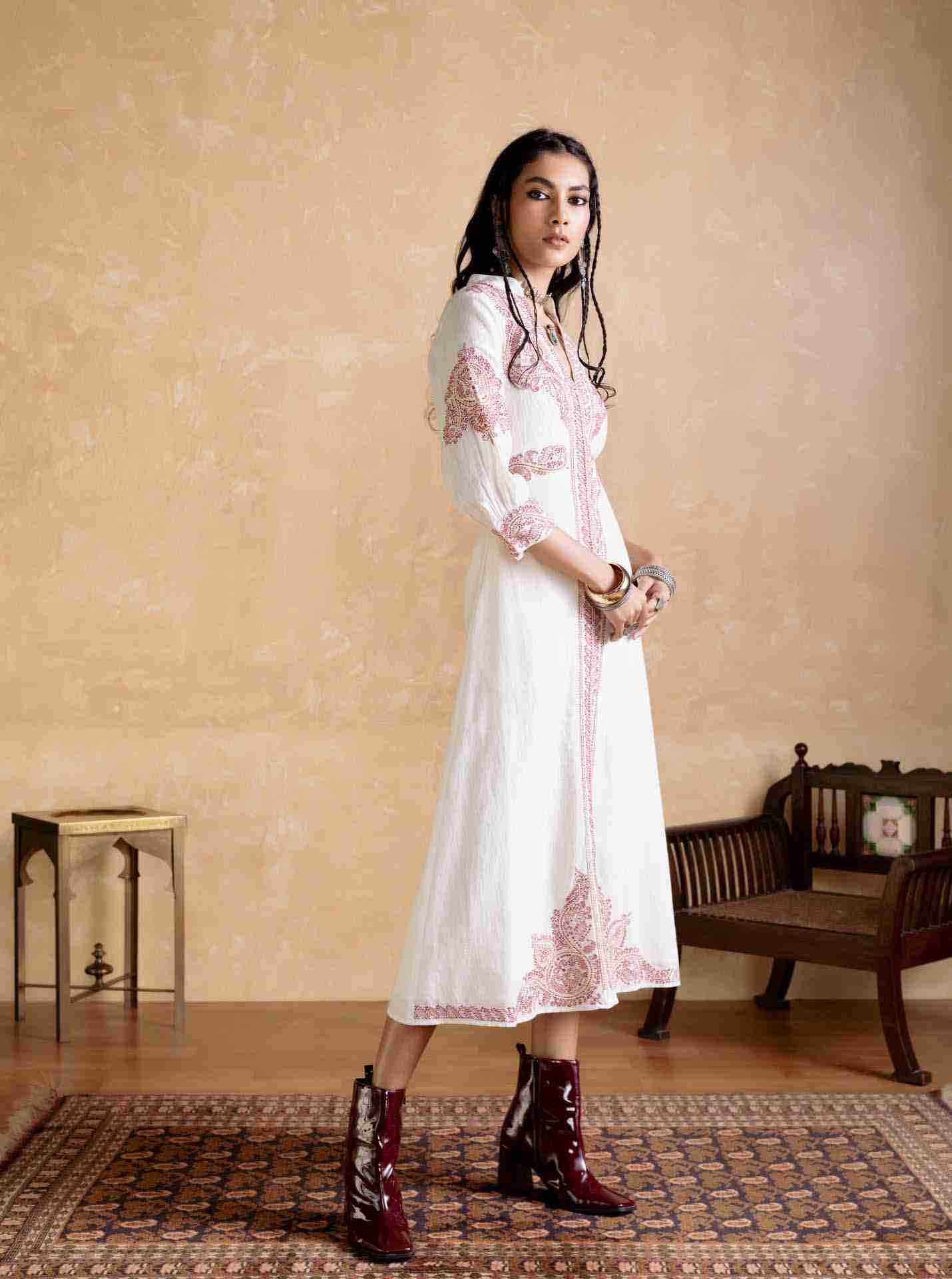 Ecru Multi Dori Long Dress