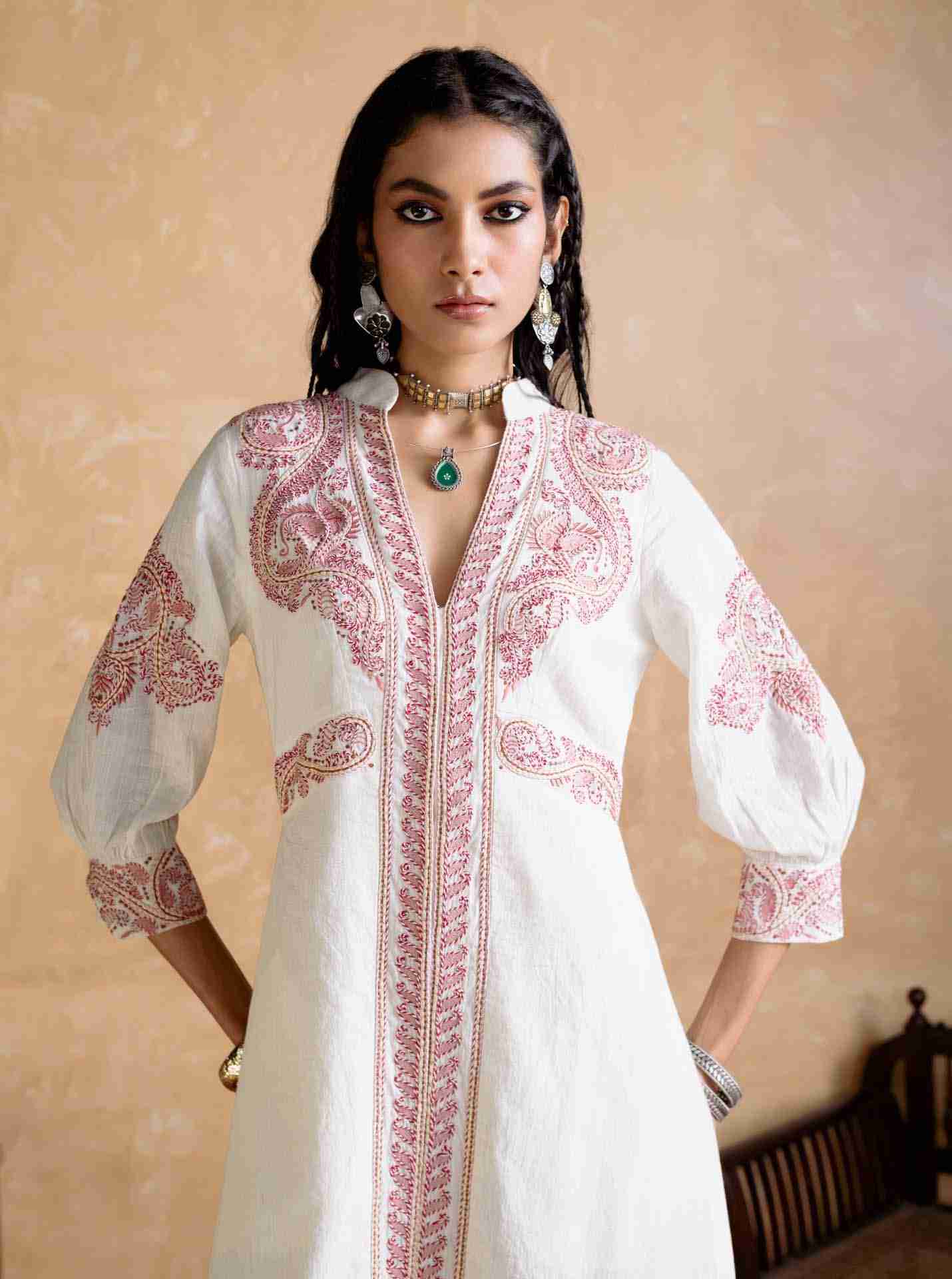 Ecru Multi Dori Long Dress