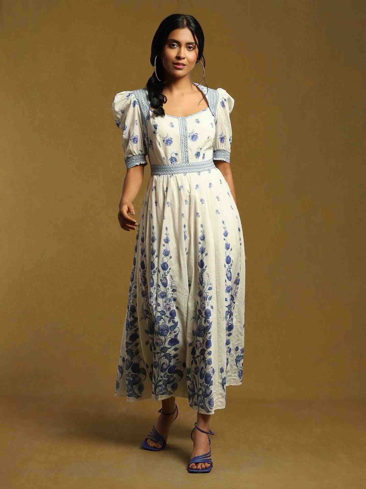 White Gulzar Cotton Dress