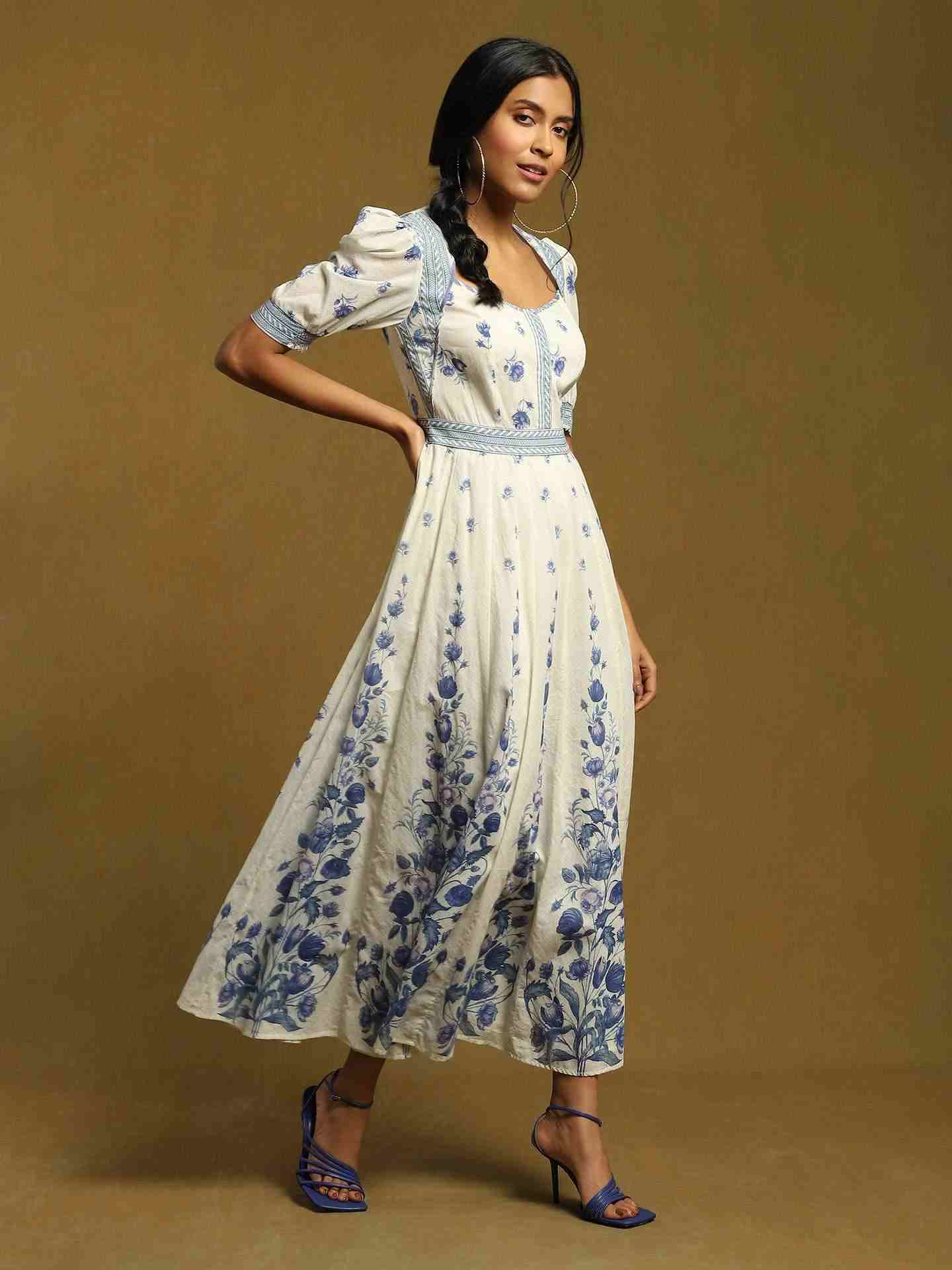 White Gulzar Cotton Dress